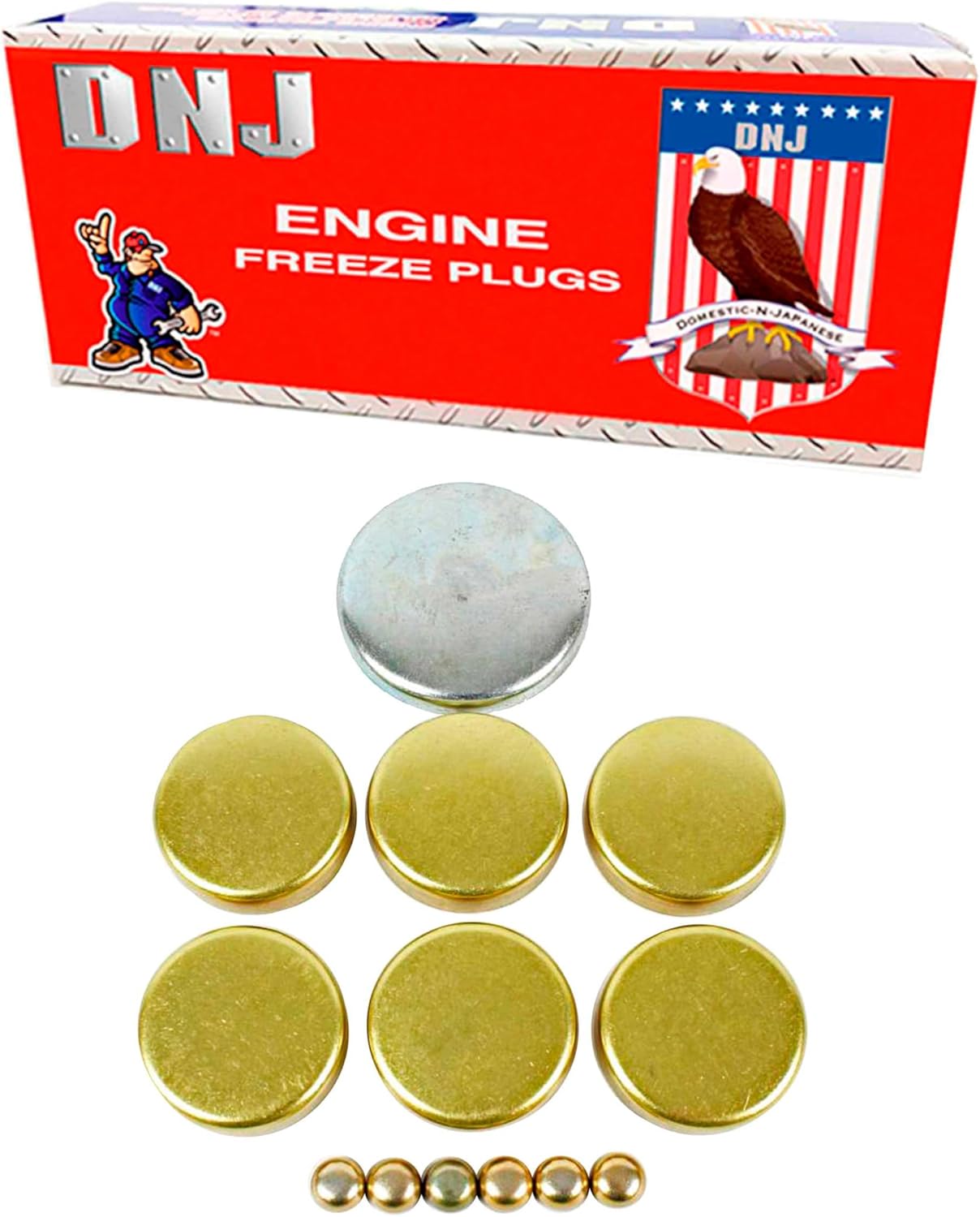 DNJ FPS4160 Brass Freeze Plug Set for 1997-2016 Ford, Lincoln E-150, E-150 Club Wagon, E-150 Econoline 5.4L V8 16V SOHC 330cid