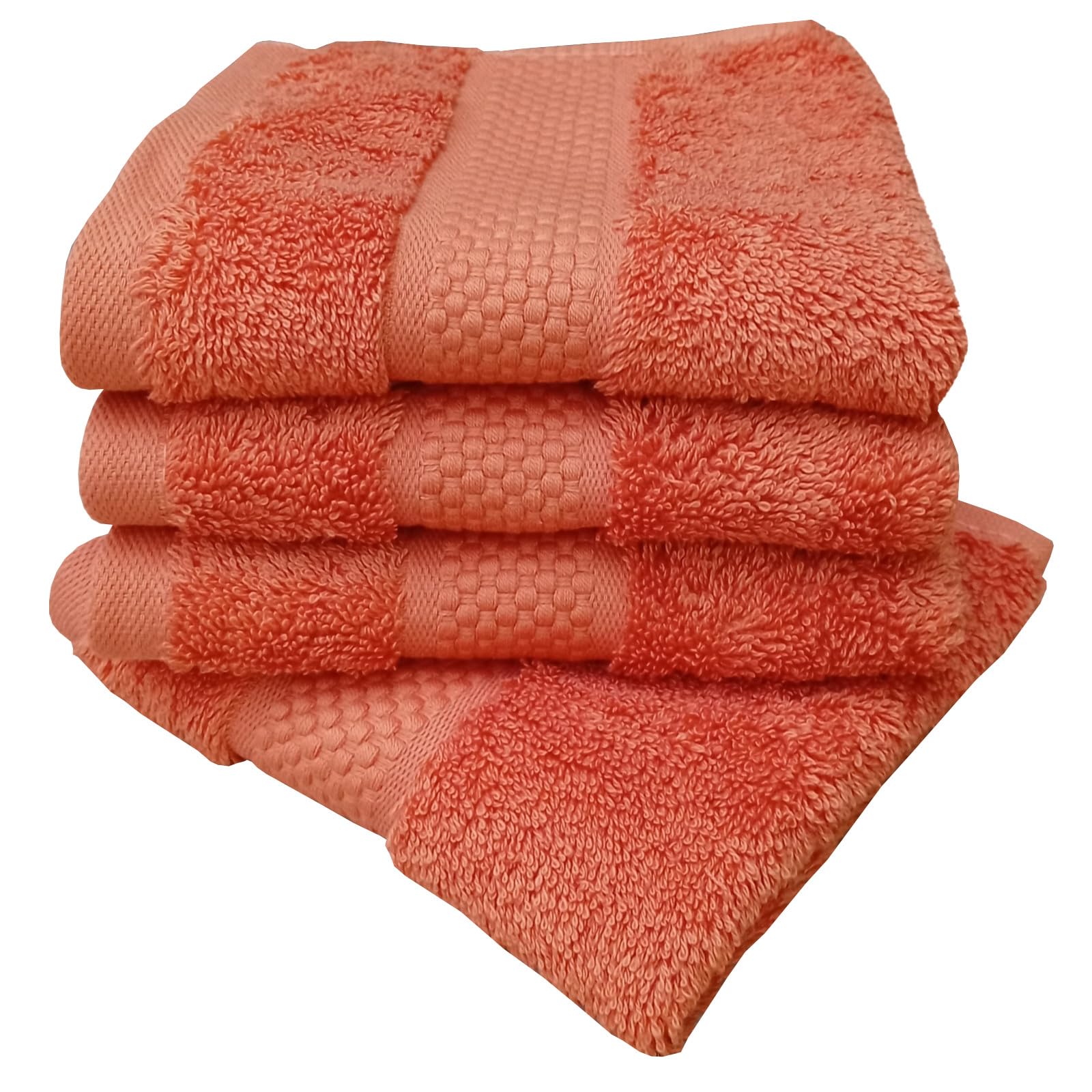 Sue Rossi Face Cloths Pack of 4, Turkish Combed Cotton, 30cm x 30cm, Soft, Absorbent & Quick Dry Wash Cloth Flannels Set Of Bathroom Towels (Orange, 4)
