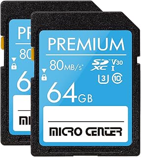 Micro Center scheda di memoria SD da 64 GB classe 10 UHS I C10 U3 V30 4K UHD Video RW Velocit fino a 8035 MBs per videocamere computer Trail Cams 64 GB x 2