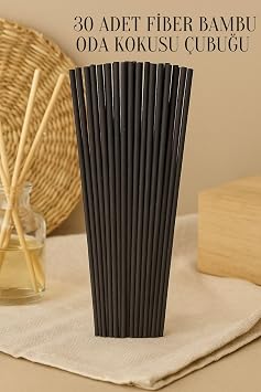 30pcs Black Room Scent Rod Fiber Soft Natural Bamboo Room Scent Replacement Rod 24cm