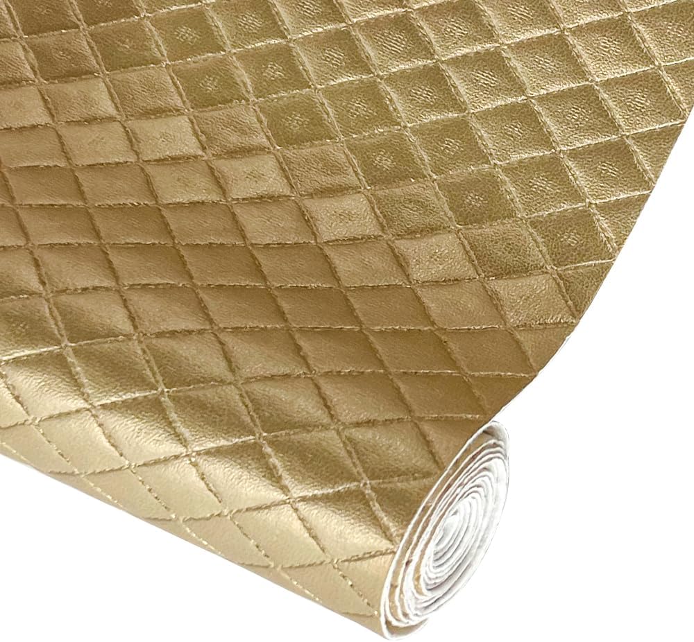 Diamond Quilted Pattern Artificial Faux Leather 11.8x53inch (30x135cm) Super Soft Craft Supplies Synthetic Leather DIY Hair Bows, Handbags and Craft Supplies (Dark Brown)