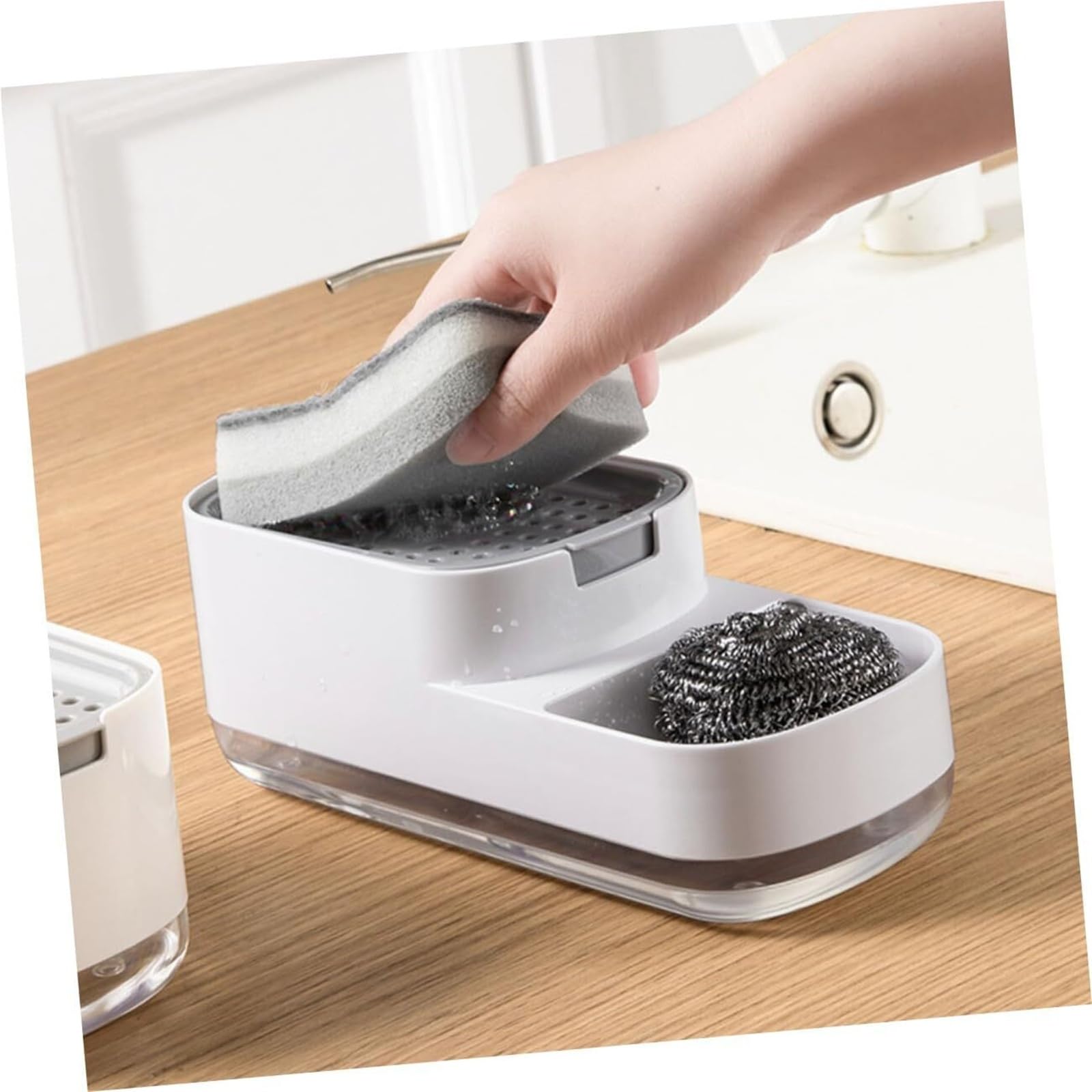 Portasapone da bagno Contenitore for sapone a pressione for un facile lavaggio dei piatti for uso domestico, ufficio, ristorante e hotel Arredamento estetico per il bagno(3)