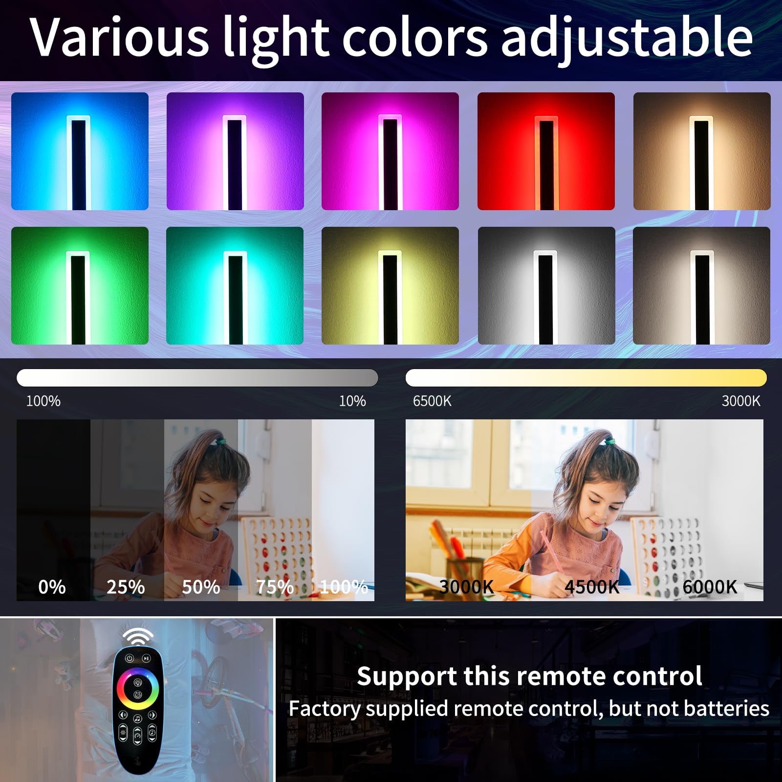 Mikeru 2pack Long Outdoor Wall Light, Modern 100 cm RGB 7 Color Wall Sconce, Dimmable IP65 Rainproof Acrylic Outside Light - Image 3