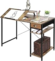 X-cosrack 43" Adjustable Tiltable Drafting Table with Storage Drawer, Shelves & Monitor Stand for Artists, Home Office