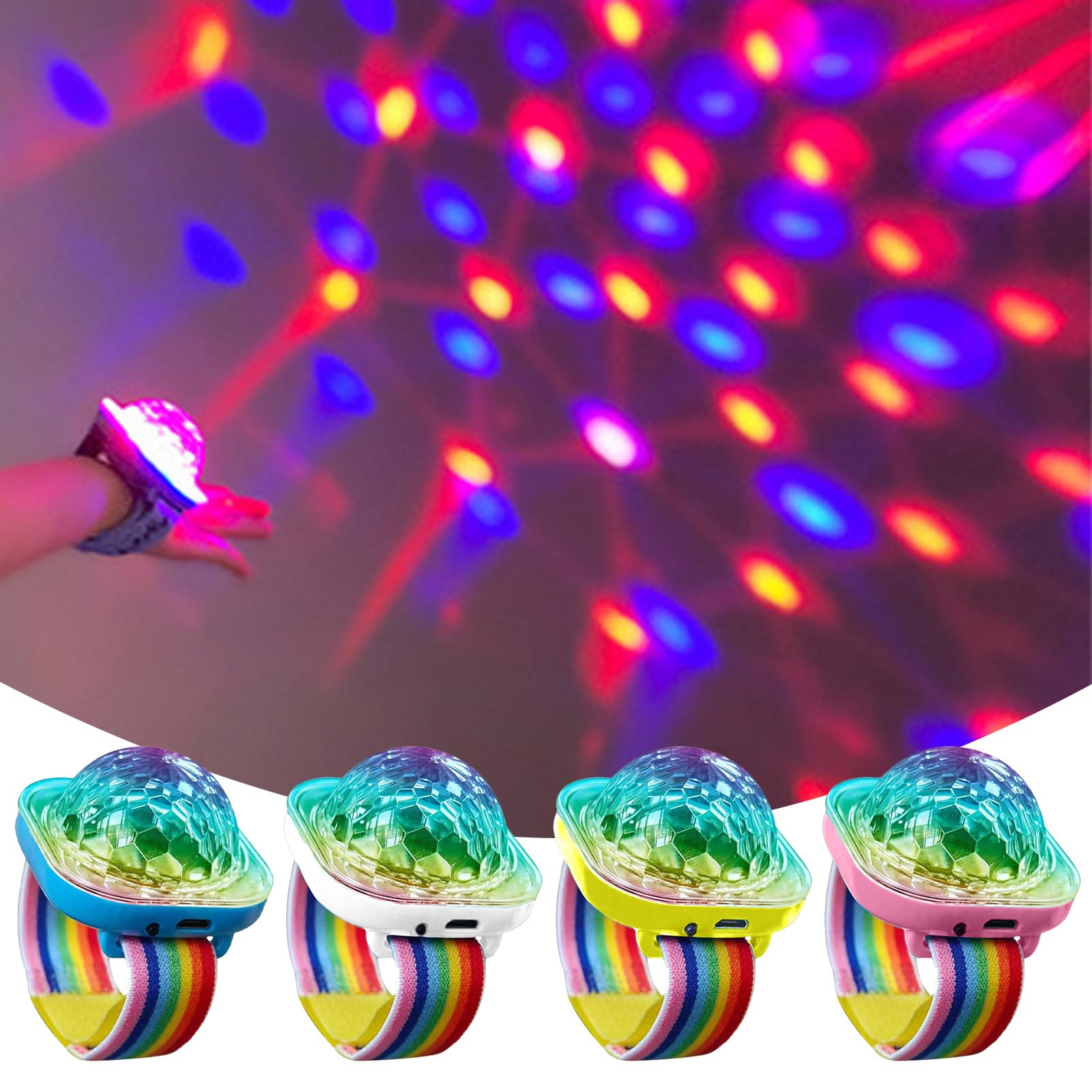 Mini Bola de Discoteca,4 Piezas Mini Lámpara LED Portátil,Luces de Bola de Fiesta,Luz Estroboscópica Nocturna,Controlada por Música,por Bailar,Club DJ