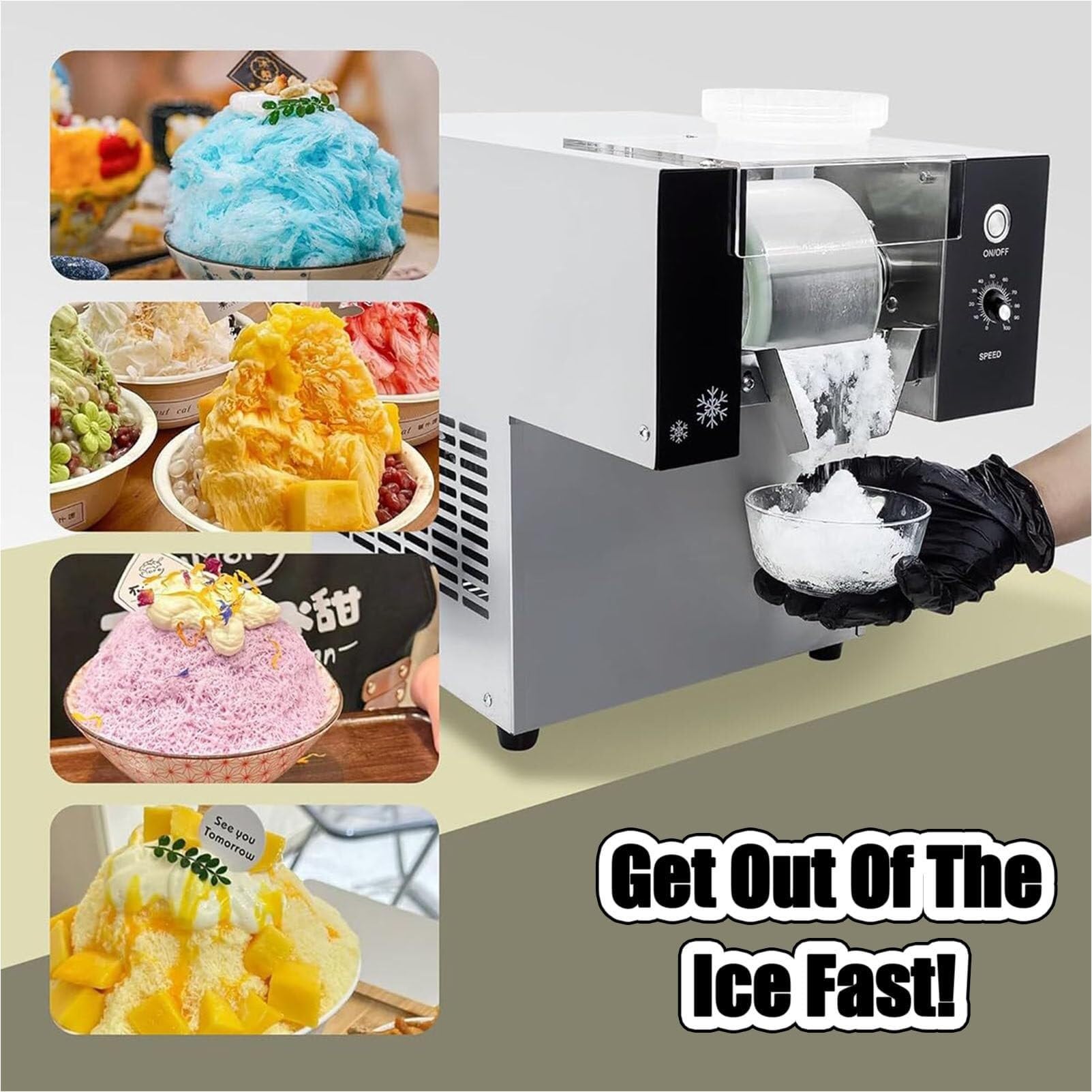 Genérico Máquina eléctrica para Hacer Hielo raspado y granizados, Batidos y postres Helados: Ideal para Uso doméstico, Fiestas y diversión veraniega (120 kg).