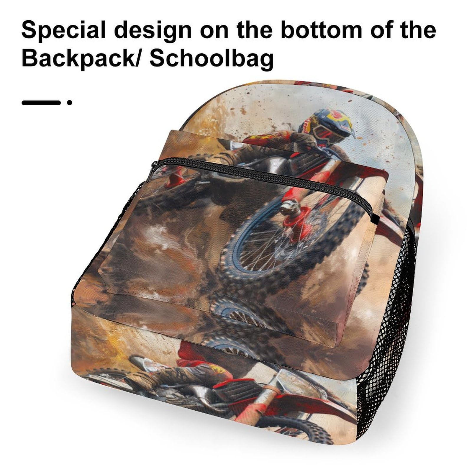 Moto de cross Mochilas De Viaje Transporte Morral Con Bolsillos Laterales Mochila Escuela Para Colegio Viaje Cámping Primaria Pequeña Guardería Mochila One Size