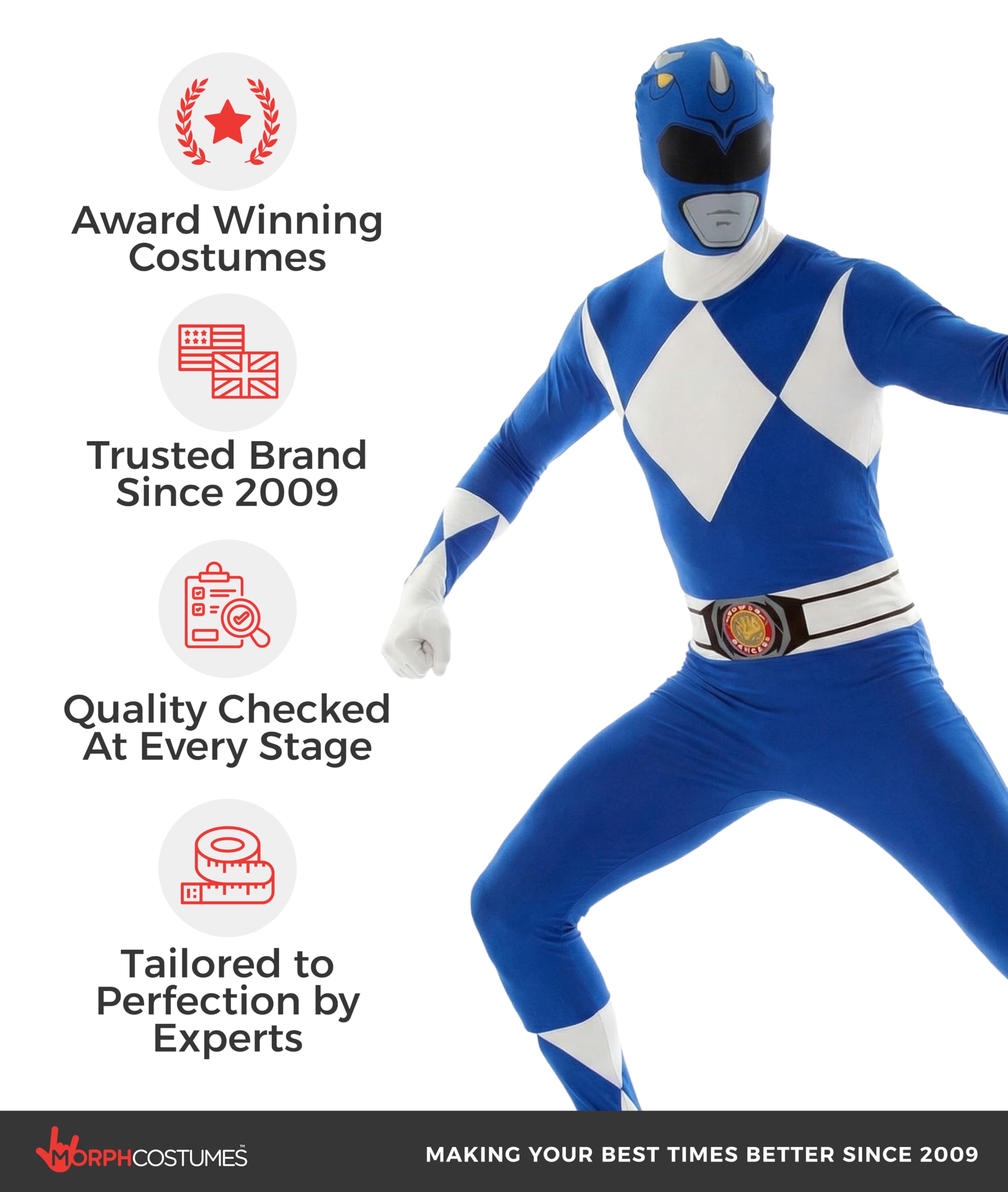 Morphsuits Kostium Power Rangers, kostiumy na Halloween dla mężczyzn