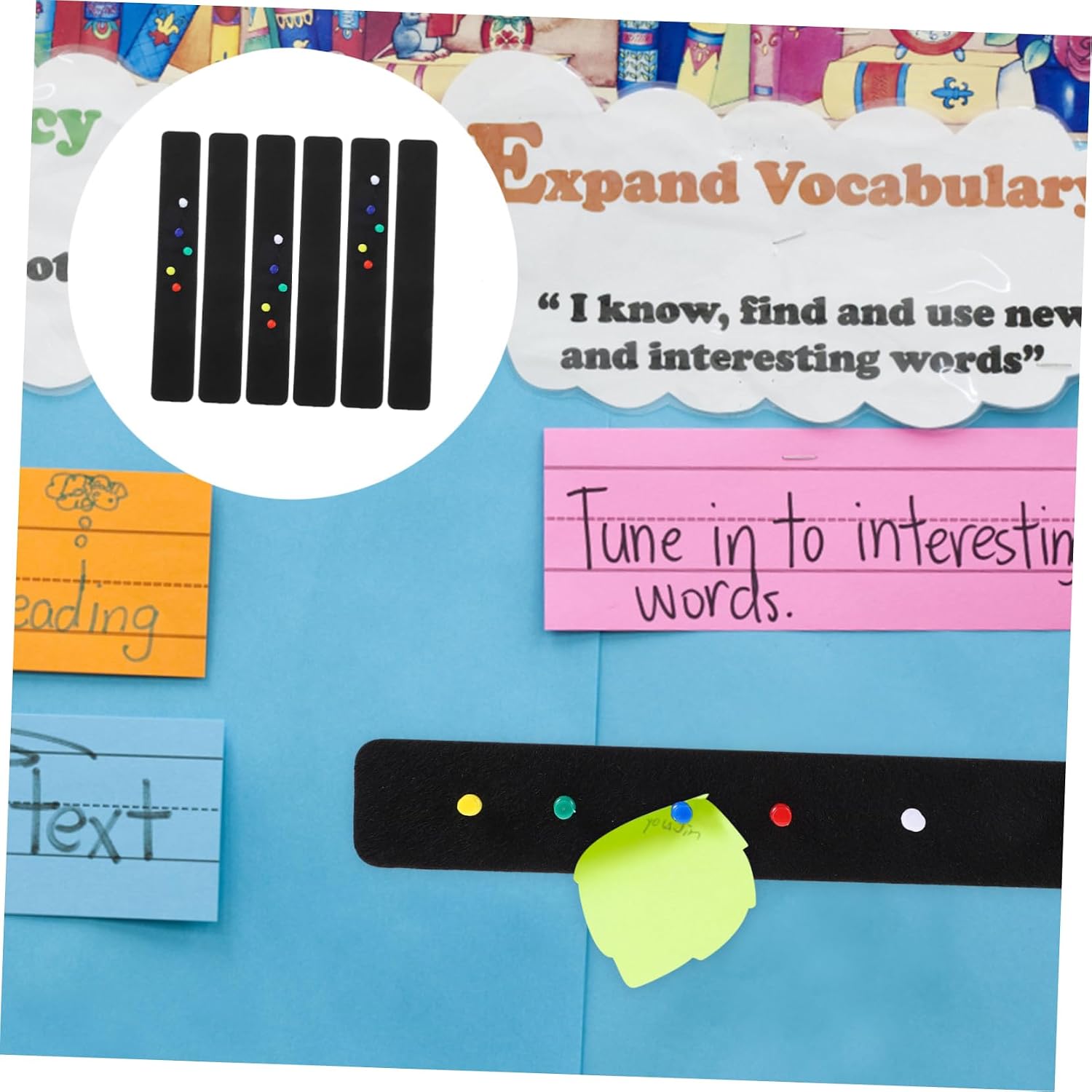 Uonlytech 6pcs Felt Bulletin Board Strips for Walls Bulletins Boards Busy Classroom Decorations Magnet Strips
