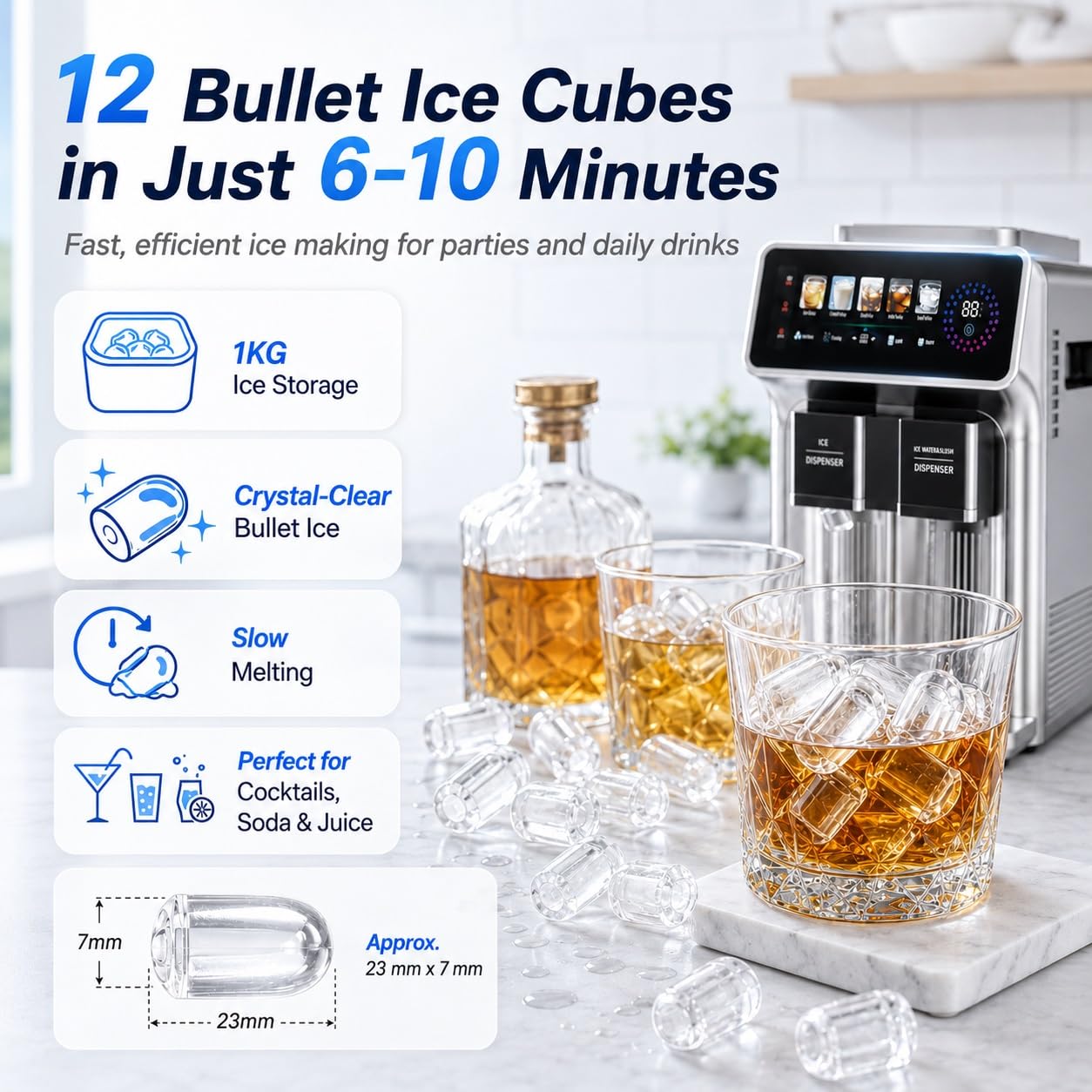 Máquina de Hielo Portátil de Sobremesa, Máquina de Hielo 3 en 1