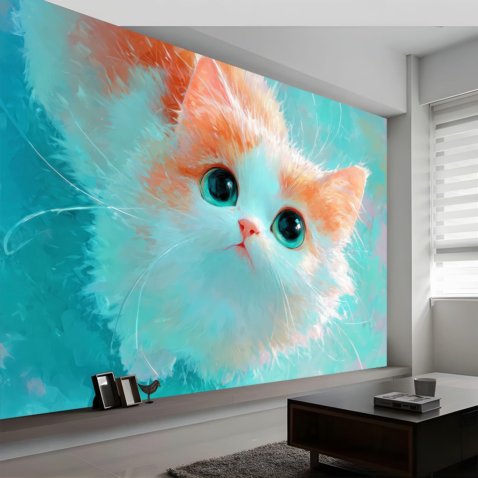 Murals Photo Wallpaper Cartoon 250 x 175 cm, Wall Mural Animal Cute Cat Home Living Room Backdrop Wall Interior Decoration Wallpaper โ image 1