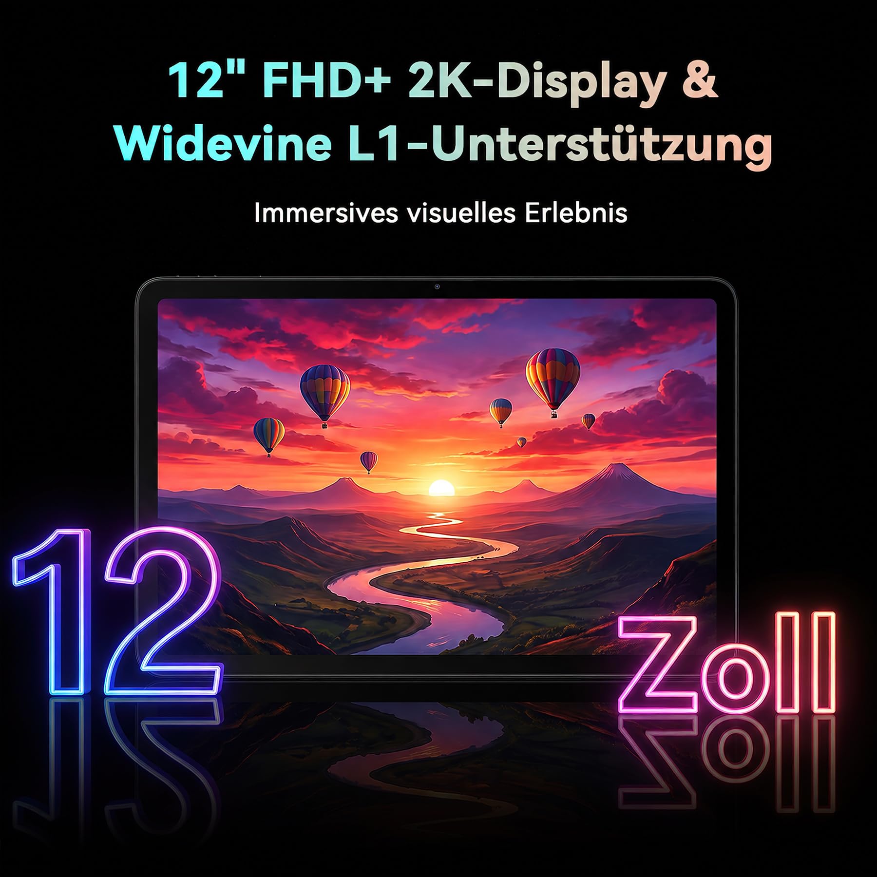 Blackview MEGA2 Tablet 12 Zoll mit Tastatur, Android 15, 24 GB RAM (6+18 GB) + 256 GB, 2K Display, 4G LTE, 5-GHz-WLAN, 9000 mAh, Komplettset mit Maus, Stift & Ladegerät