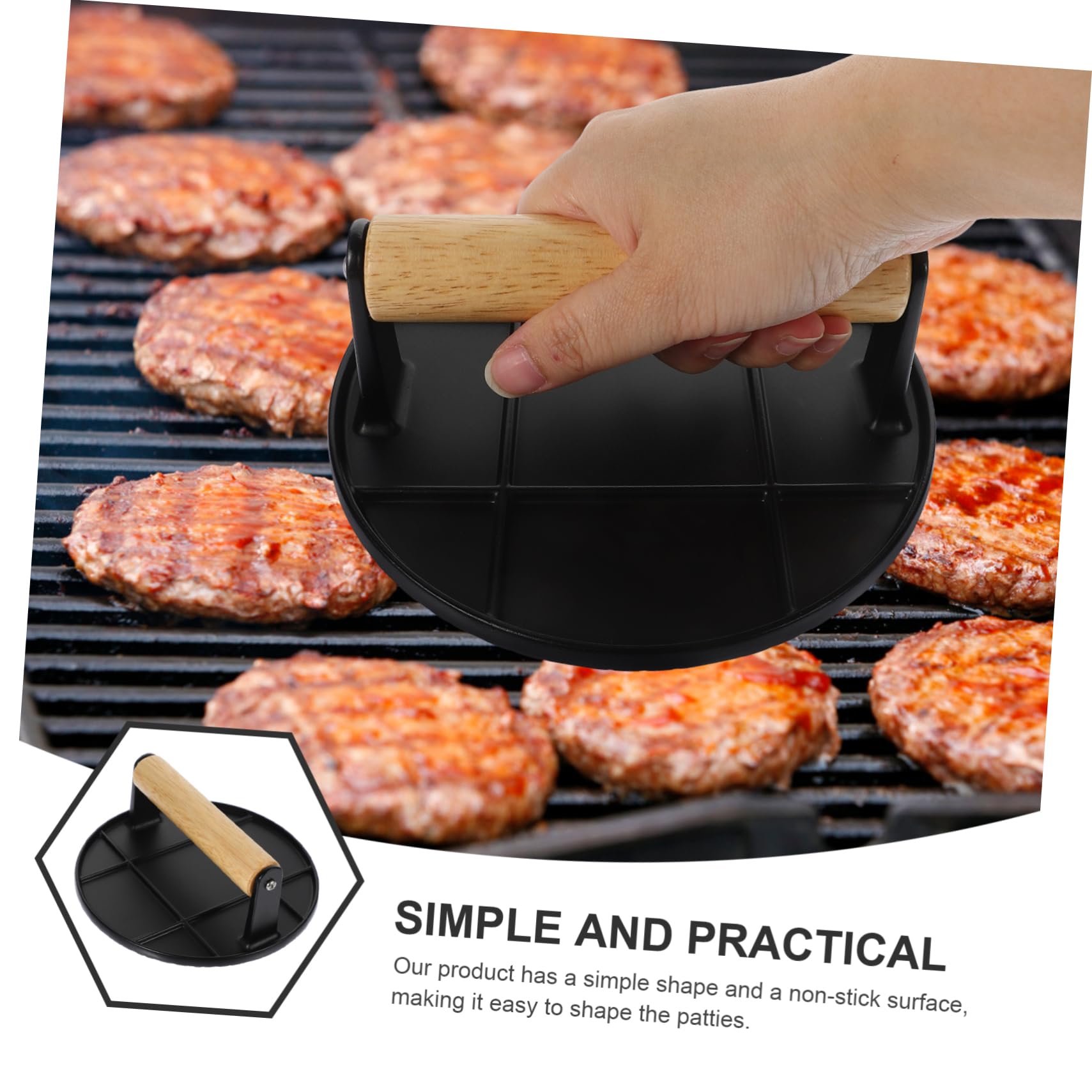 MAGICLULU 5 Piezas Plato para Hornear y Freír Tocino De Pastel De Carne Herramienta para Prensar Carne para Hamburguesas Herramienta De Cocina Aleación De Aluminio
