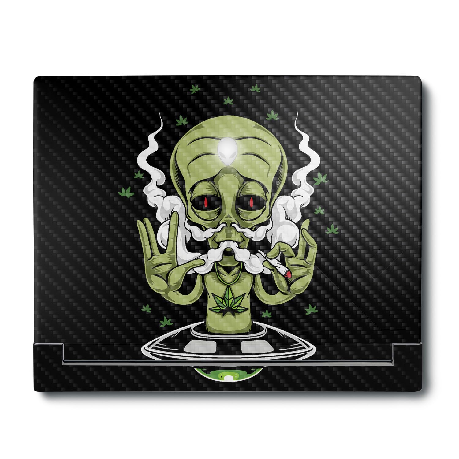 MightySkins Carbon Fiber Skin Compatible With Alienware X16 R1 (2023) Full Wrap Kit - Come In Peace | Protective, Durable Textured Carbon Fiber Finish | Easy To Apply &amp; Change Styles | Made in the USA