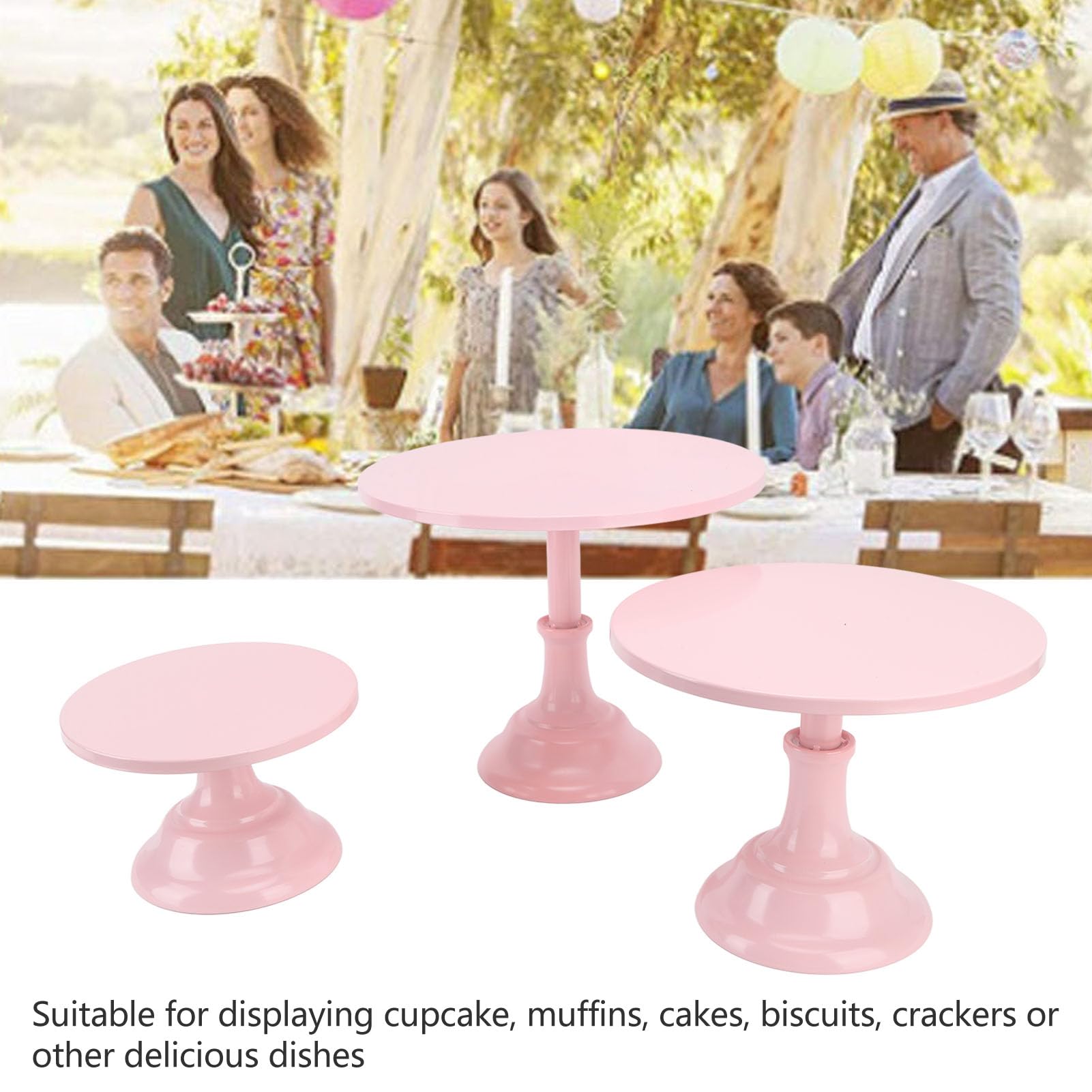 Set di Alzate per Torte da 3 Pezzi, Set di Espositori per Tavolo da Dessert con Alzata per Dolci, Set di Supporti per Cupcake in Metallo, Vassoi per Dolci Torri da Dessert (Rosa)