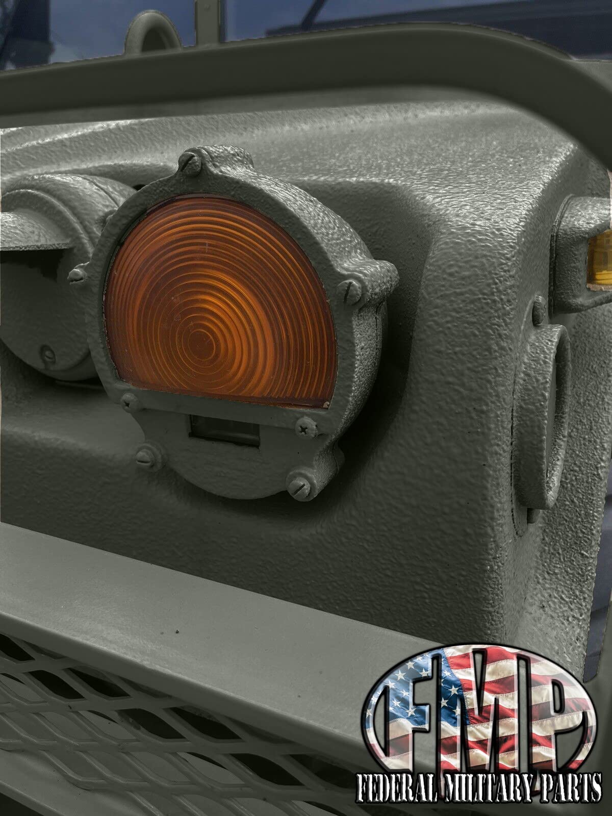 2 Pack, Military Front Turn Signal Assembly - Green With Amber Light - Compatible with Humvee M998 etc. 24v Universal