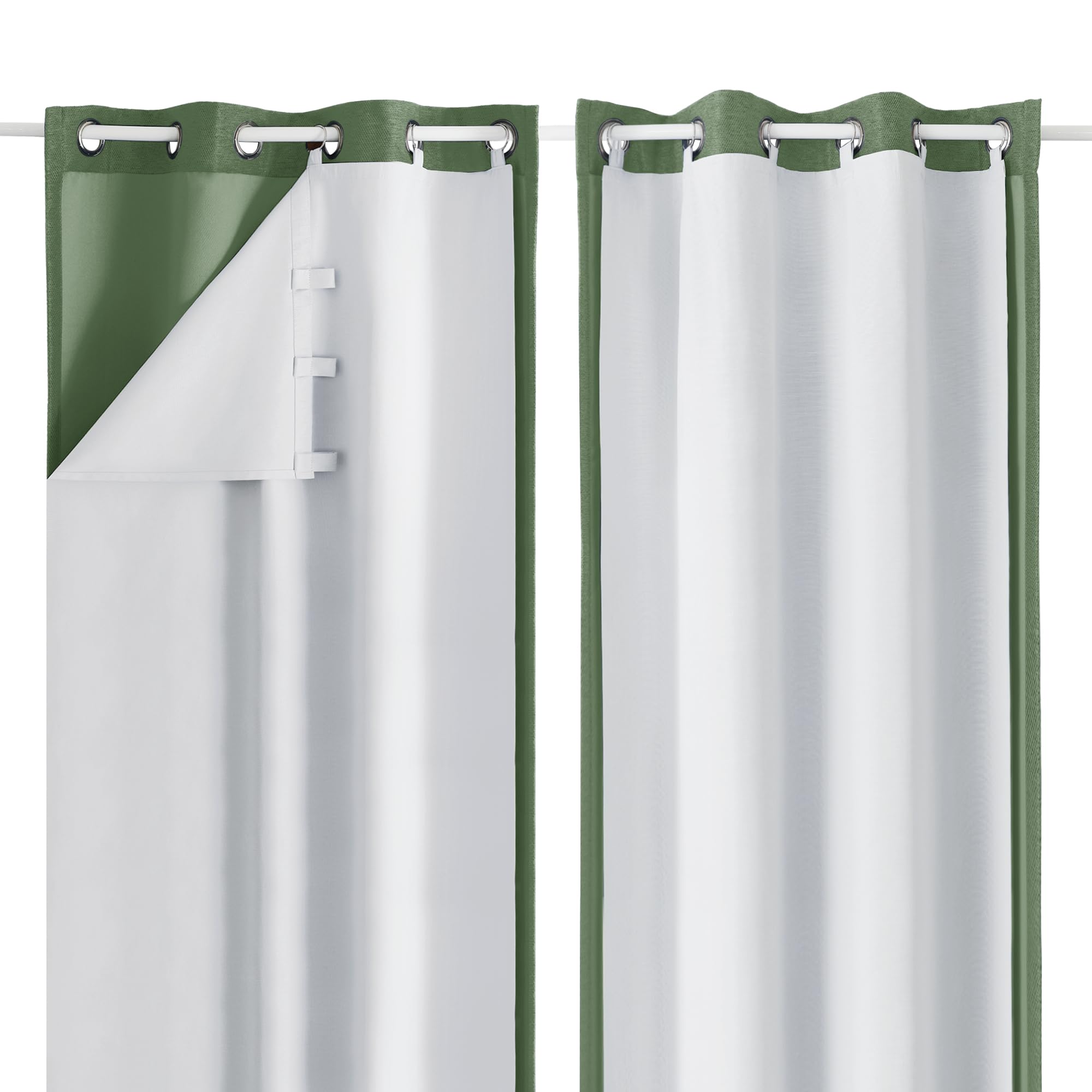 Aiyufeng Curtain Liners with 14 Rings, Blackout Curtain Liner for 54 Inch Curtains, Each 40" Wx50 L, 2 Liners Per Set with 14 Pieces Rings, 100%