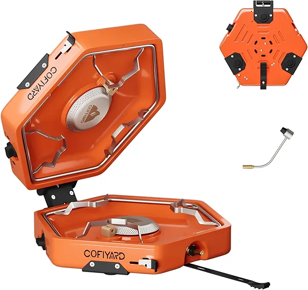Cofiyard Propane 2 Burner Camping Stove with Carrying Bag, Portable Folding Gas Stove for Camping, Backpacking Camp Stove for Outdoor Cooking, With 17,000 BTU Adjustable Burners for BBQ, Tailgating