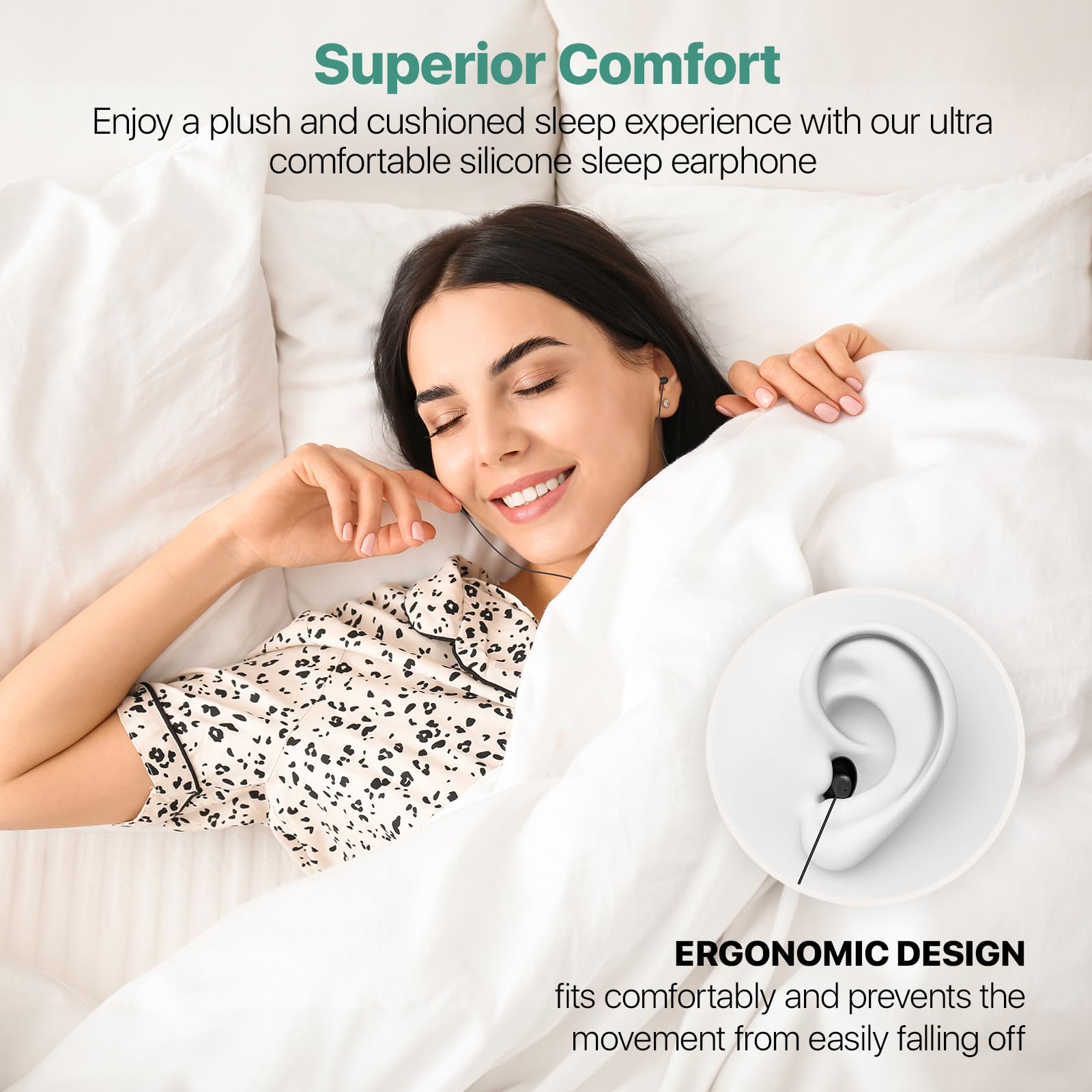 Hearprotek 2 pares de auriculares para dormir, auriculares tipo C con micrófono, de silicona, reducción de ruido, auriculares para dormir, ronquidos, relajación