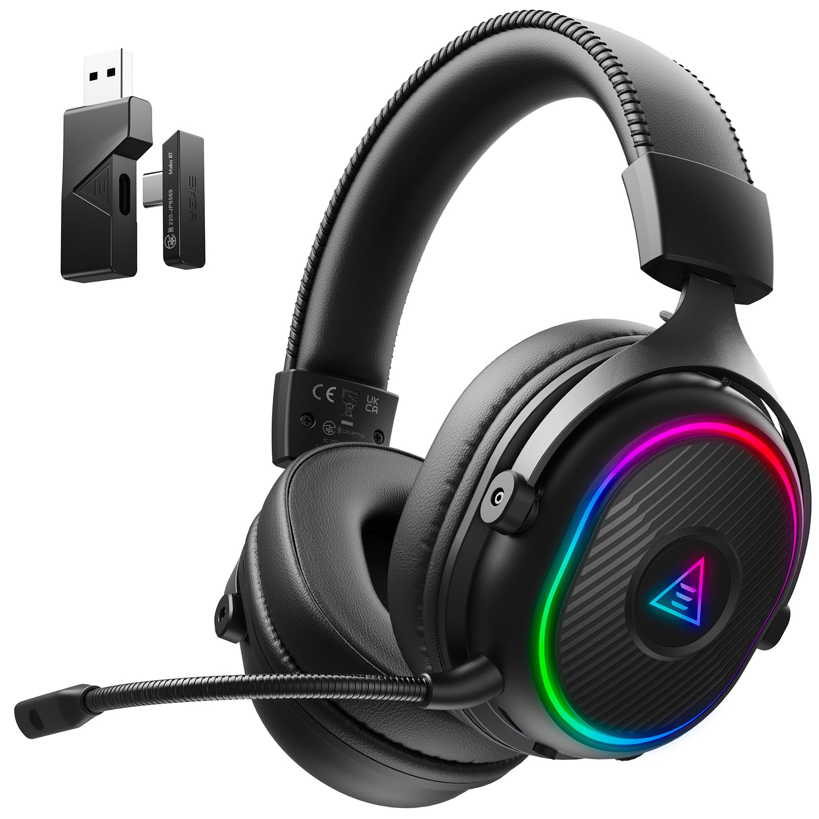 EKSA 2.4GHz Wireless Gaming Headset for PS5, PS4, PC - Bluetooth Headset with Mic for Switch, Mobile, Mac, Xbox, 2.4GHz Ultra-Low Latency Gaming Headphones with Detachable Mic