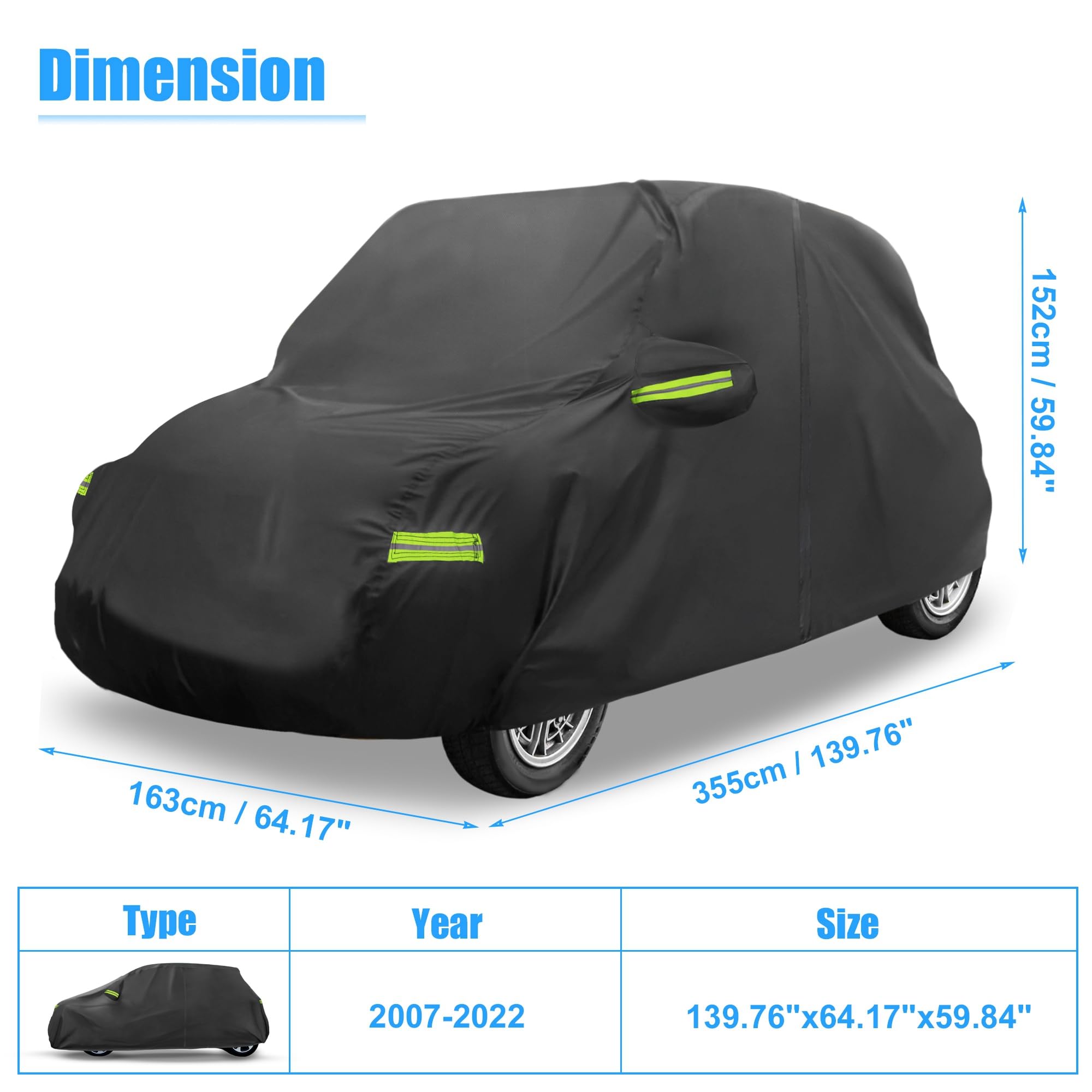 QUARKZMAN wasserdichte Autoabdeckung Outdoor Für FIAT 500 07-22 1pc