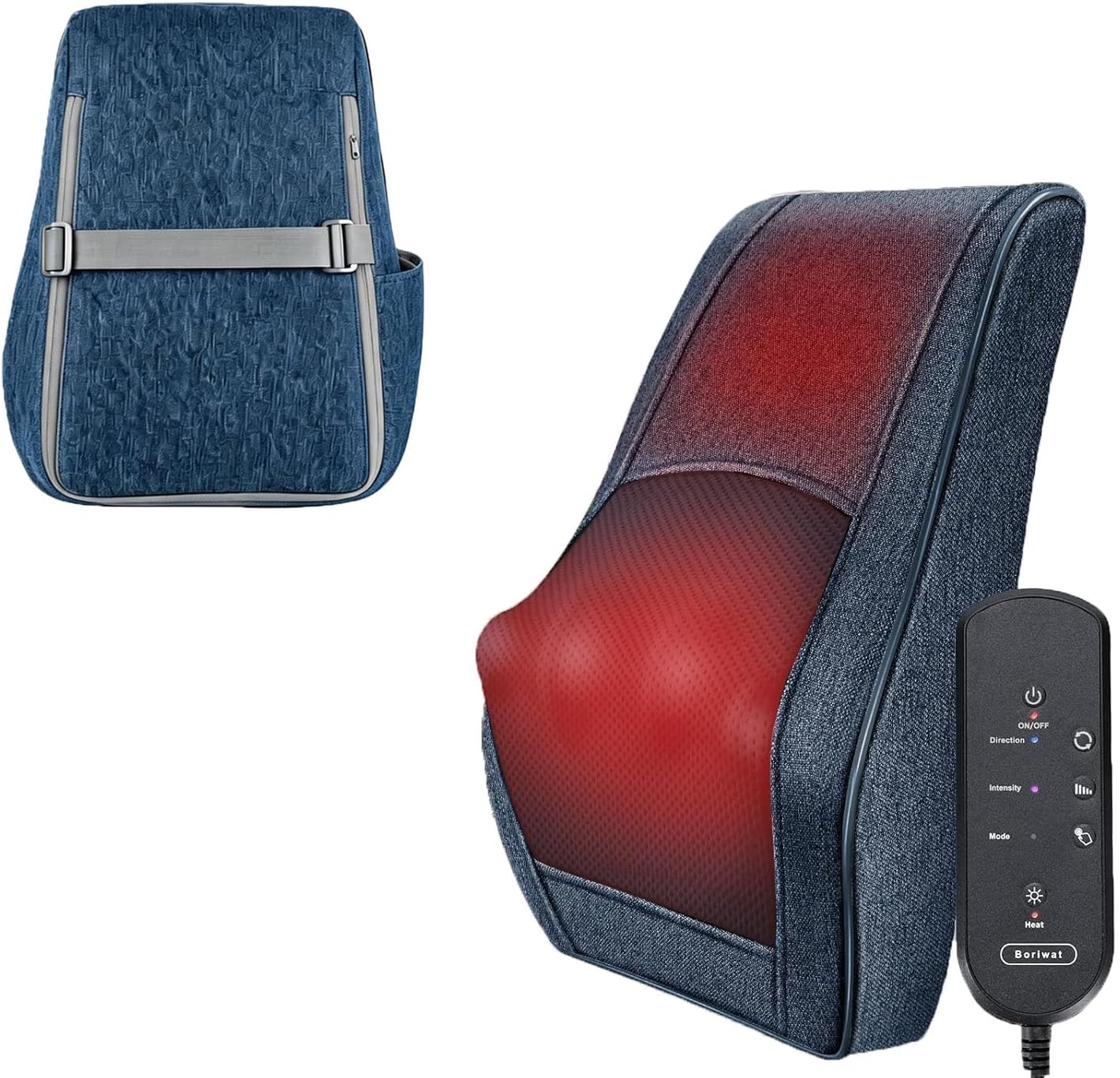 Boriwat Neck and Back Massager with Heat, 3D Kneading Shiatsu Massage Pillow for Neck, Back, Shoulders, Legs, Deep Tissue Relief for Sore Muscles, Home & Car, Great Gift for Women, Men, Mom, Dad