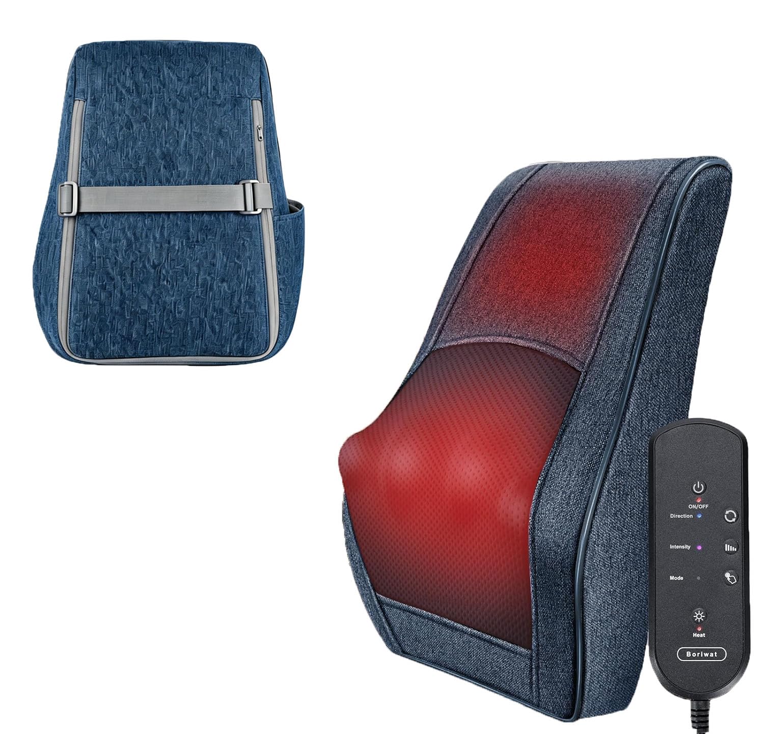 Boriwat Neck and Back Massager with Heat, 3D Kneading Shiatsu Massage Pillow for Neck, Back, Shoulders, Legs, Deep Tissue Relief for Sore Muscles, Home &amp; Car, Great Gift for Women, Men, Mom, Dad