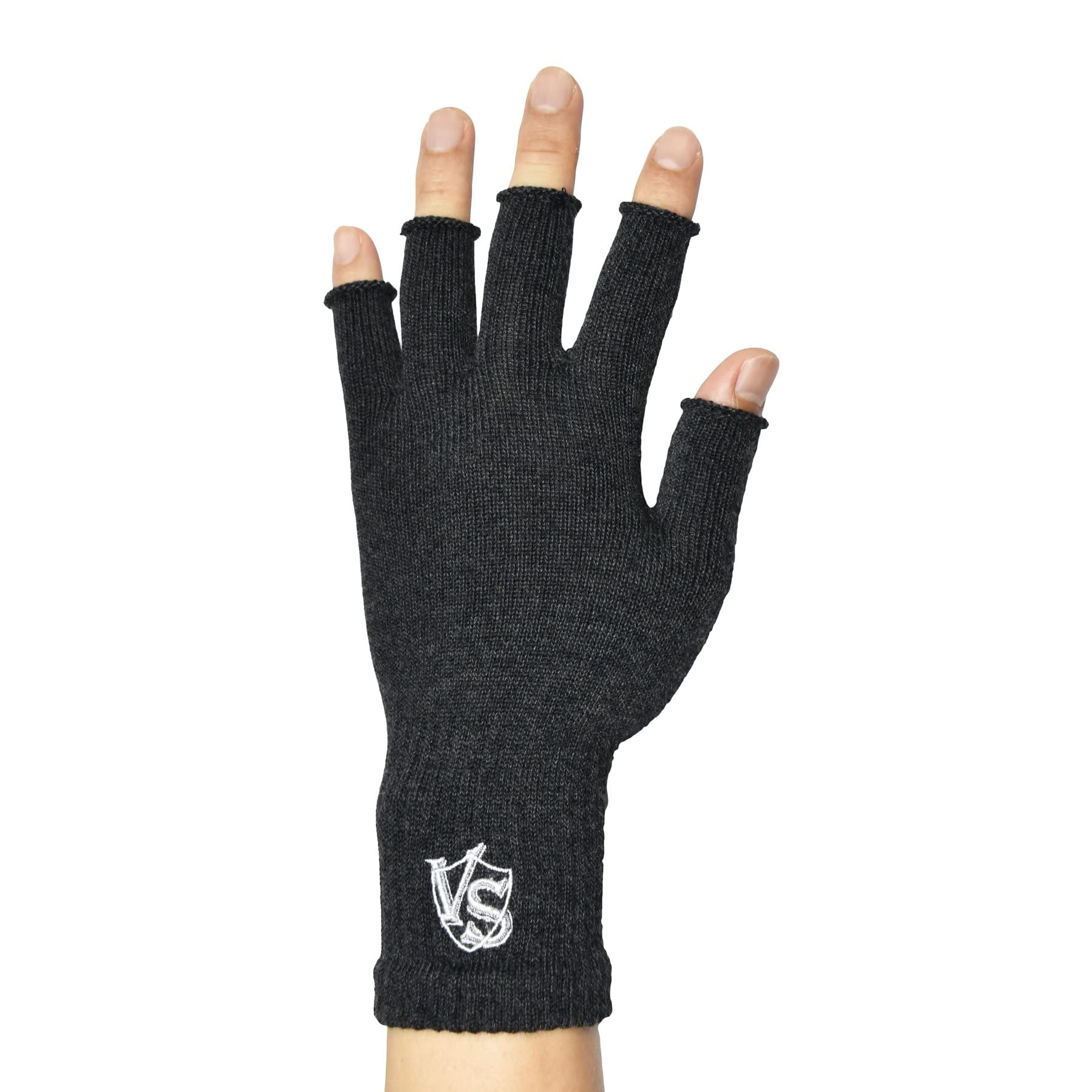 Vital Salveo – Stretchy Fingerless Texting Circulation Fingerless Recovery Arthritis Carpal Tunnel Gloves (Pair)-Large-Dark Grey
