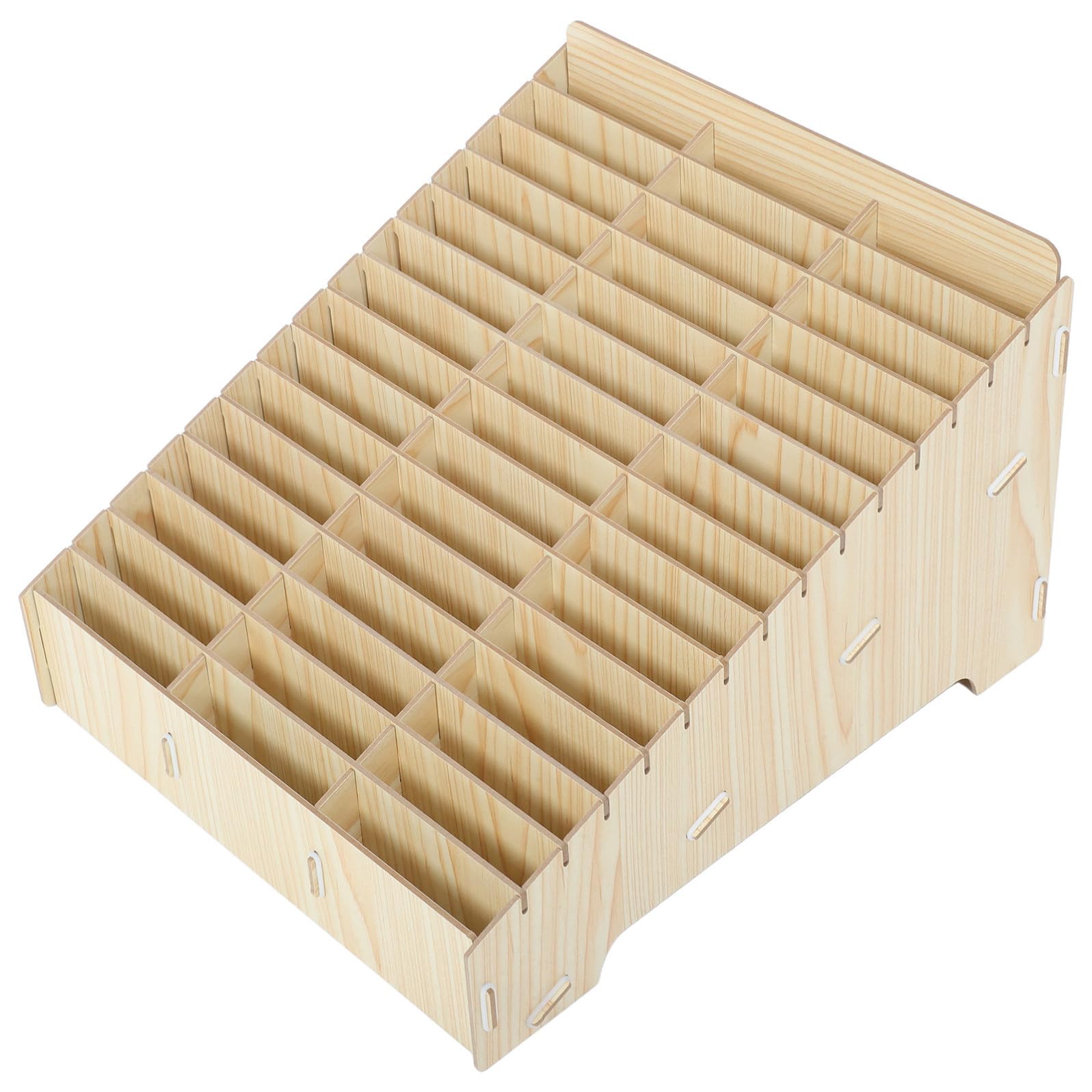 Organizer Scolastico in Legno di Acero 45 Scomparti, Struttura Stabile e Portatile, come Scatola in Legno Scomparti per Festa Scuola Decor e Ufficio