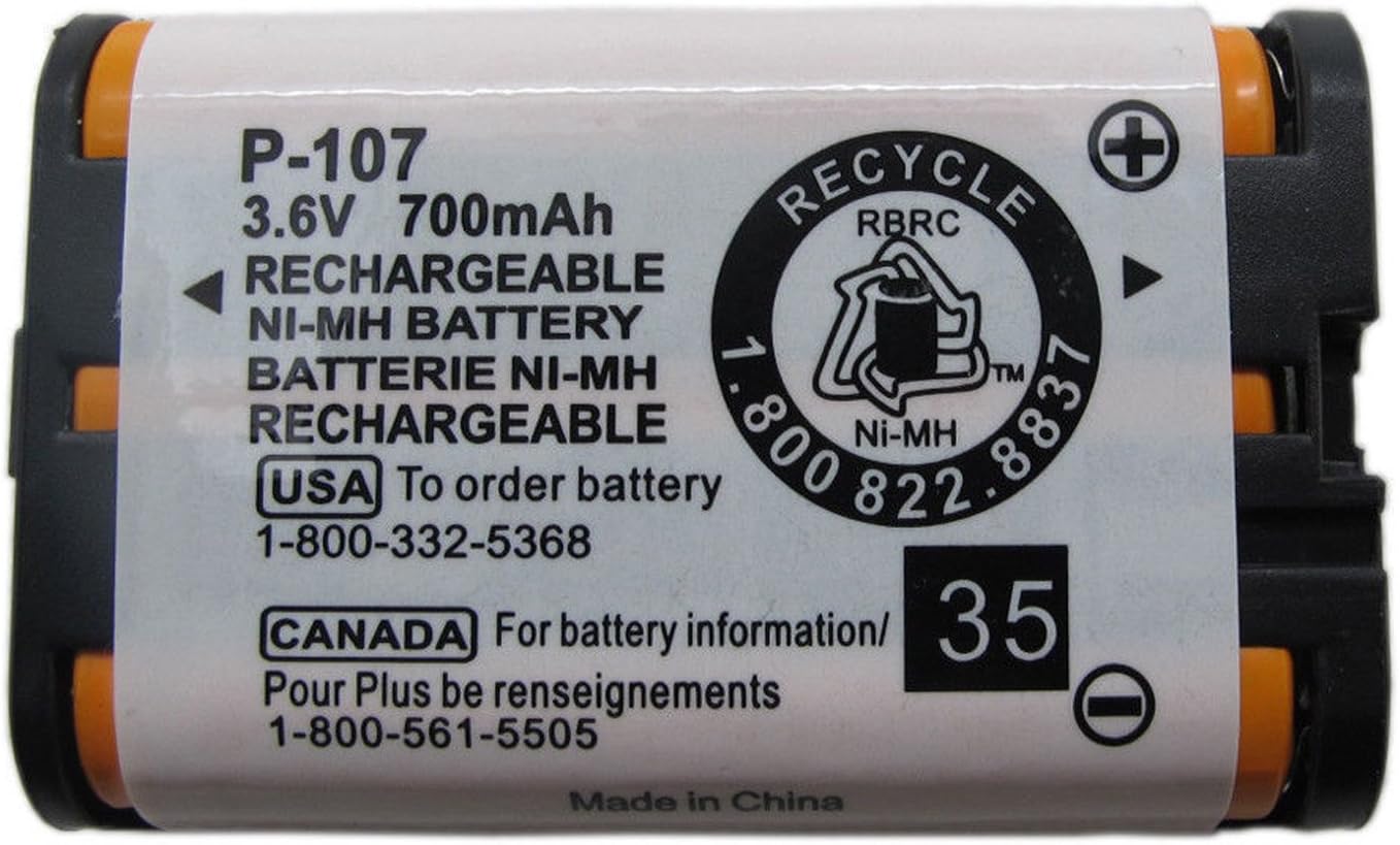 QBLPOWER 3.6v 700mAh HHR-P107 HHRP107 Rechargeable Cordless Phone Battery Compatible with Panasonic HHR-P107A HHRP107A KX-TG6071 KX-TG6074 KX-TGA351 KX-TGA600 Handset Phone (1 Pack)