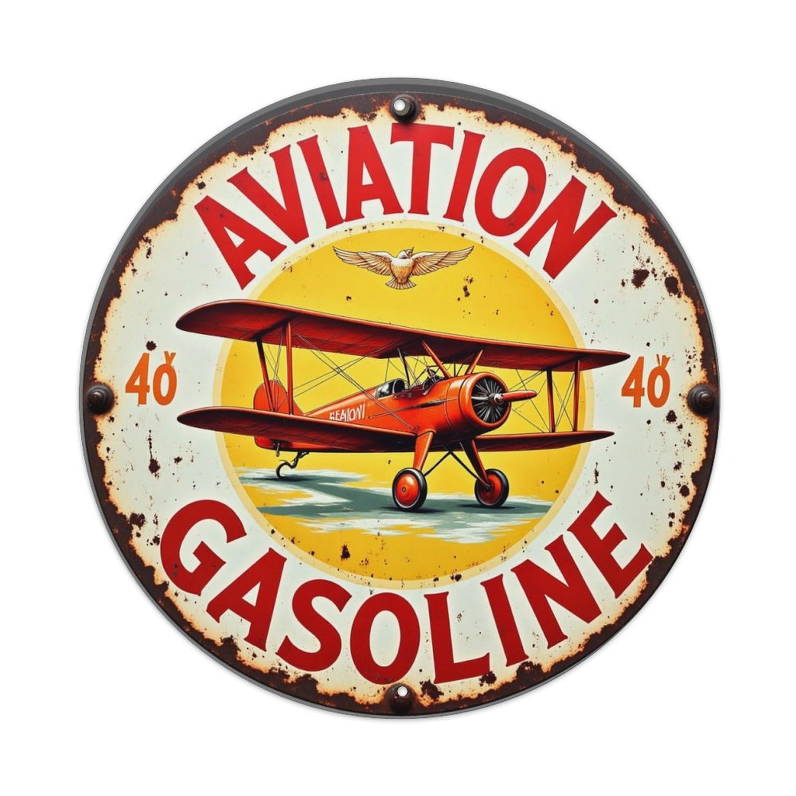Jdyansheng Vintage Aviation Gasoline Sign Design Tin Sign Metal Poster Metal Signs For Home Man Cave Bar Cafe Kitchen Laundry Room Wall Decorations 8X8 Inches