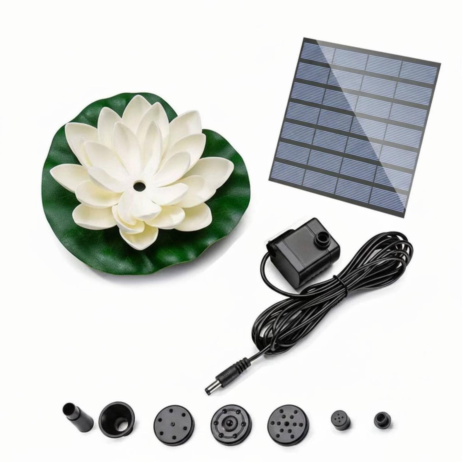 MYADDICTION 40 Pieces Floating Lotus Fountain Automatic Spray Lotus Frond Water Fountain Eco-Friendly Outdoor Decoration for Pond, Solar Wht Lotus-image-36