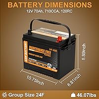 Vista 2 de Batería automotriz AGM de arranque y parada de tamaño grupal 24F, batería recargable de coche 12V 70Ah, 710 CCA, 120 RC