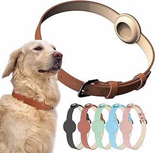 Airtag Cat Collar, Cat/Dog Leather Collar for Cat with Safety Buckle Hidden Air Tag Holder in 0.3" Width, Cat Airtag Collar, Cat Collar Compatible with Apple Airtag for Cat Dog Kitten Puppy-Brown-XS