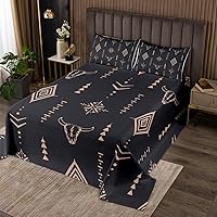 Vista 5 de Erosebridal Juego de colcha geométrica ondulada tamaño King, juego de colcha étnica dorada y negra en forma de abanico con plumas ornamentadas