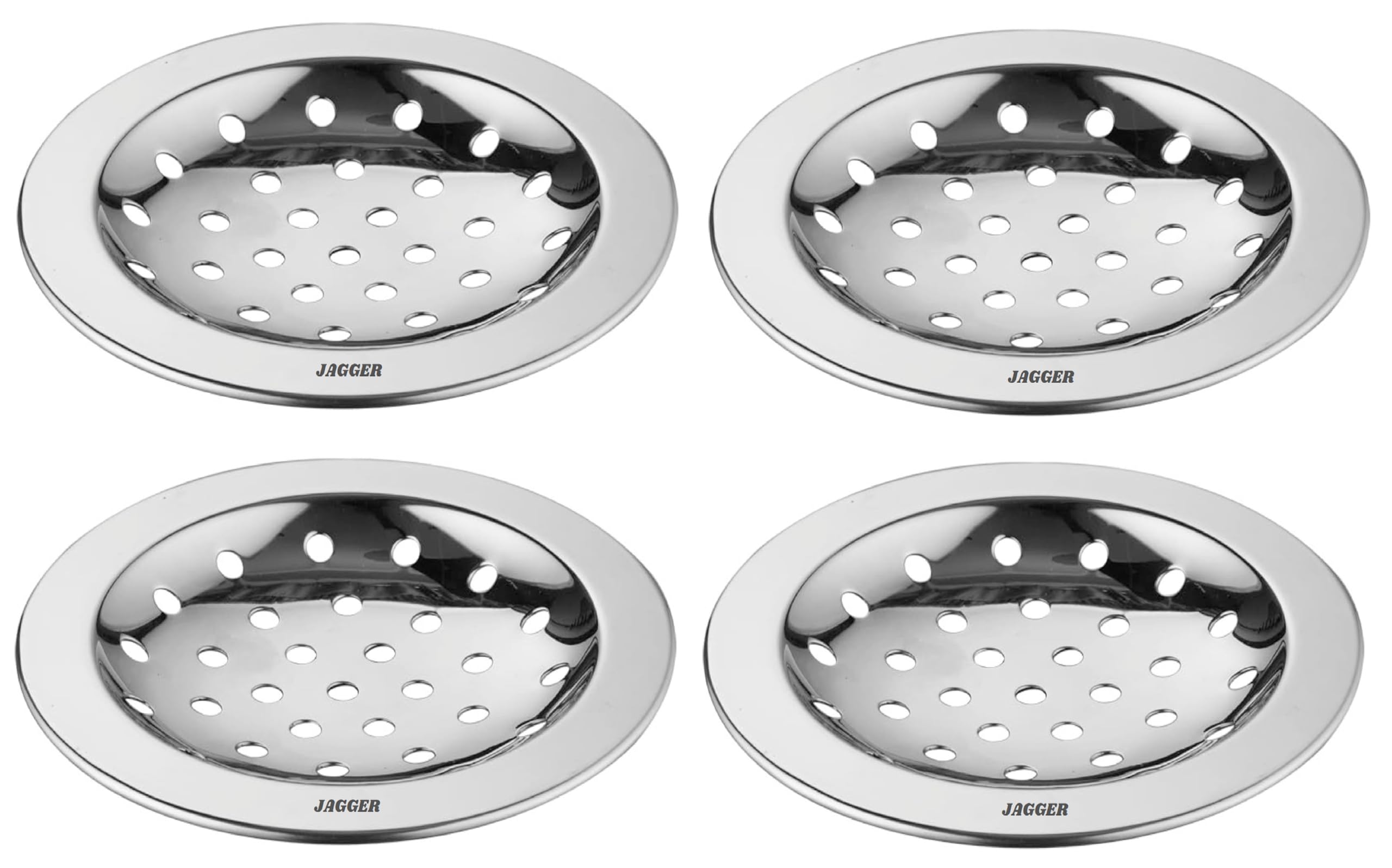JAGGER JAG209 Stainless Steel Drain Strainer Cover Jali for Kitchen Sink, Bathroom, Wash Basin, Washing Machine | Chrome Finish | Combo Pack of - 4 (Grating Beading Plane, 103MM [ 4" INCH ]) (B0D6YQ7VMF) Amazon Price History, Amazon Price Tracker