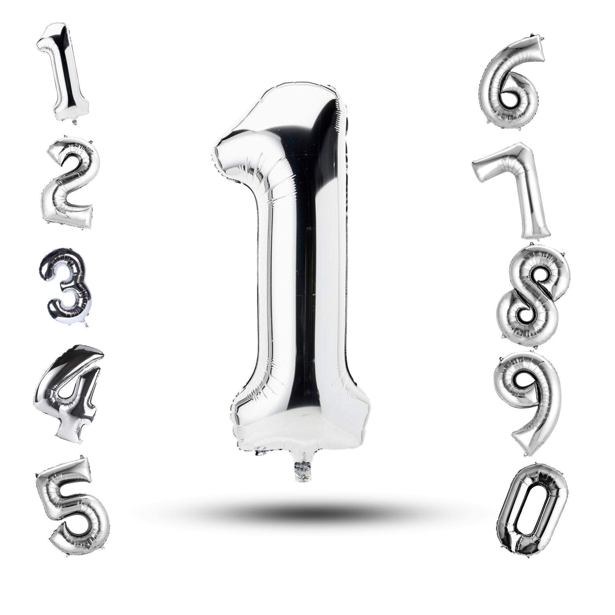 Number 1 Silver Balloons, 40"inch Large Foil Giant Digital Balloon For Adults Kids Babys Birthday Party Wedding Anniversary Celebration Supplies Decoration Number One - First Birthday