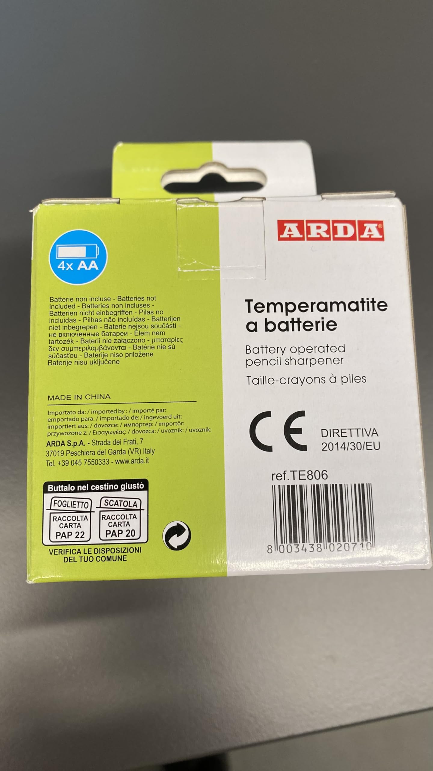 Temperamatite Elettrico ARDA a Batteria per Matite