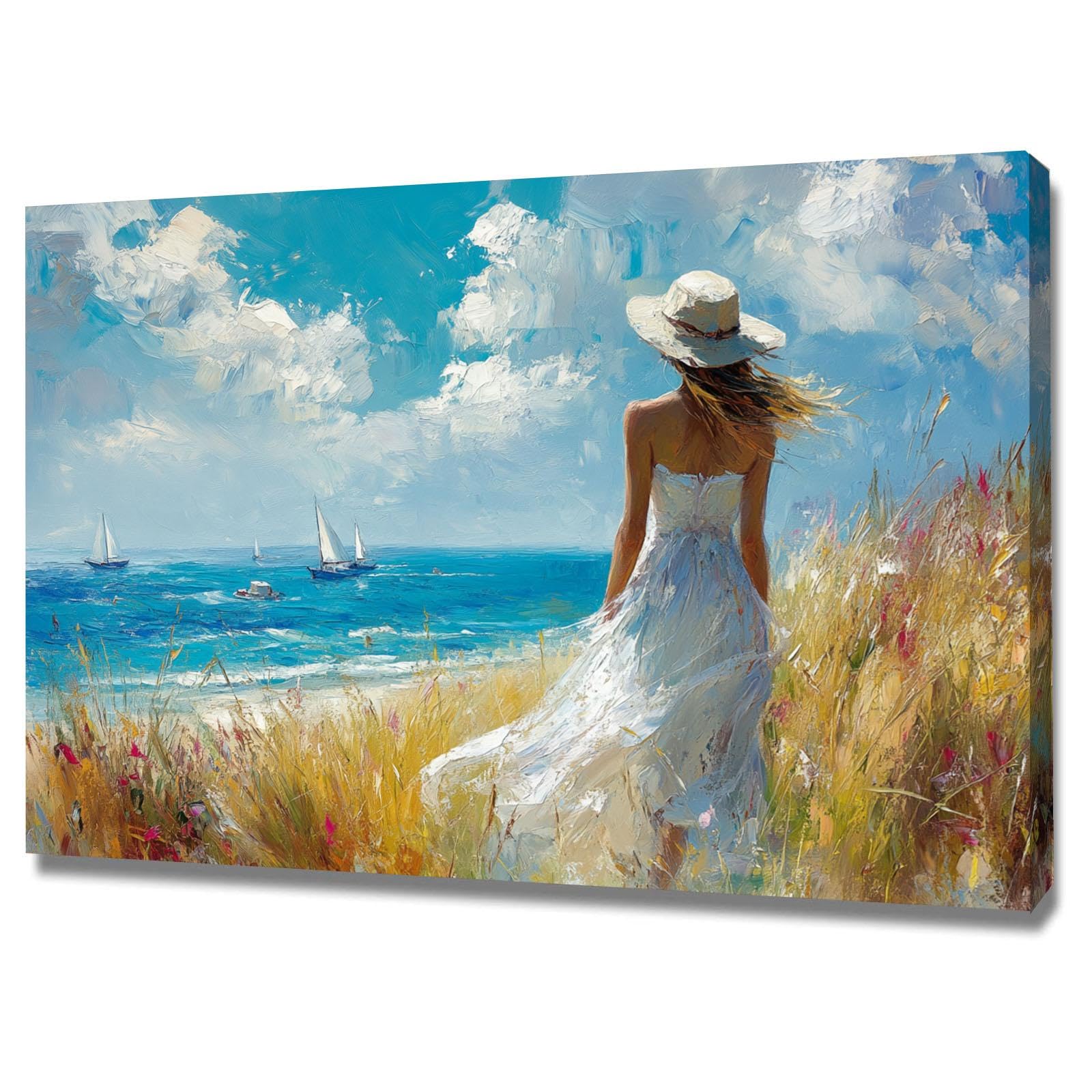開運】風水画「少女と海」