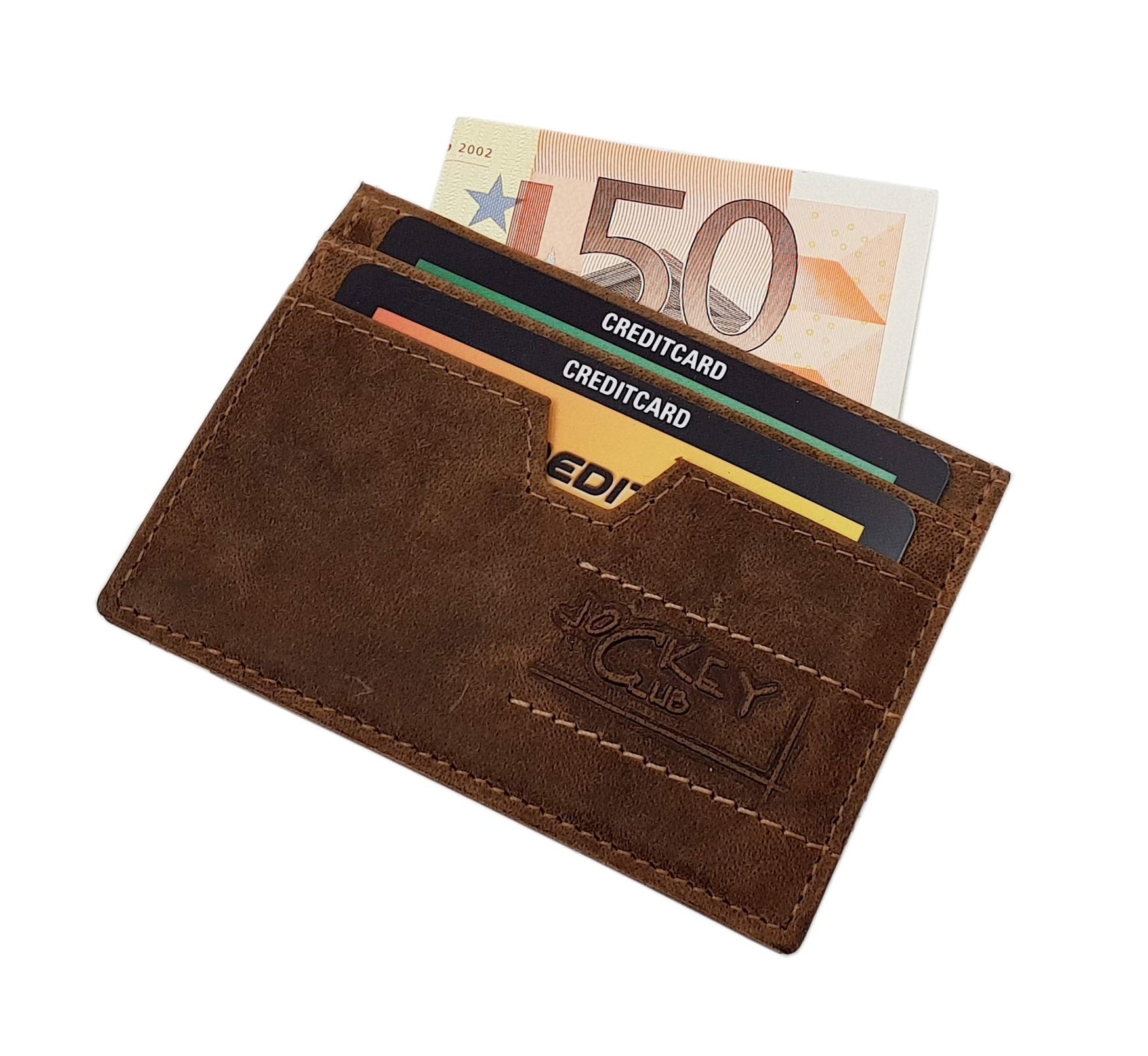 myledershop Cuir de Buffle Motard Porte-Monnaie avec chaîne en métal et Amovible Porte-Cartes avec Moto Motif avec Blocage RFID et NFC (Marron)