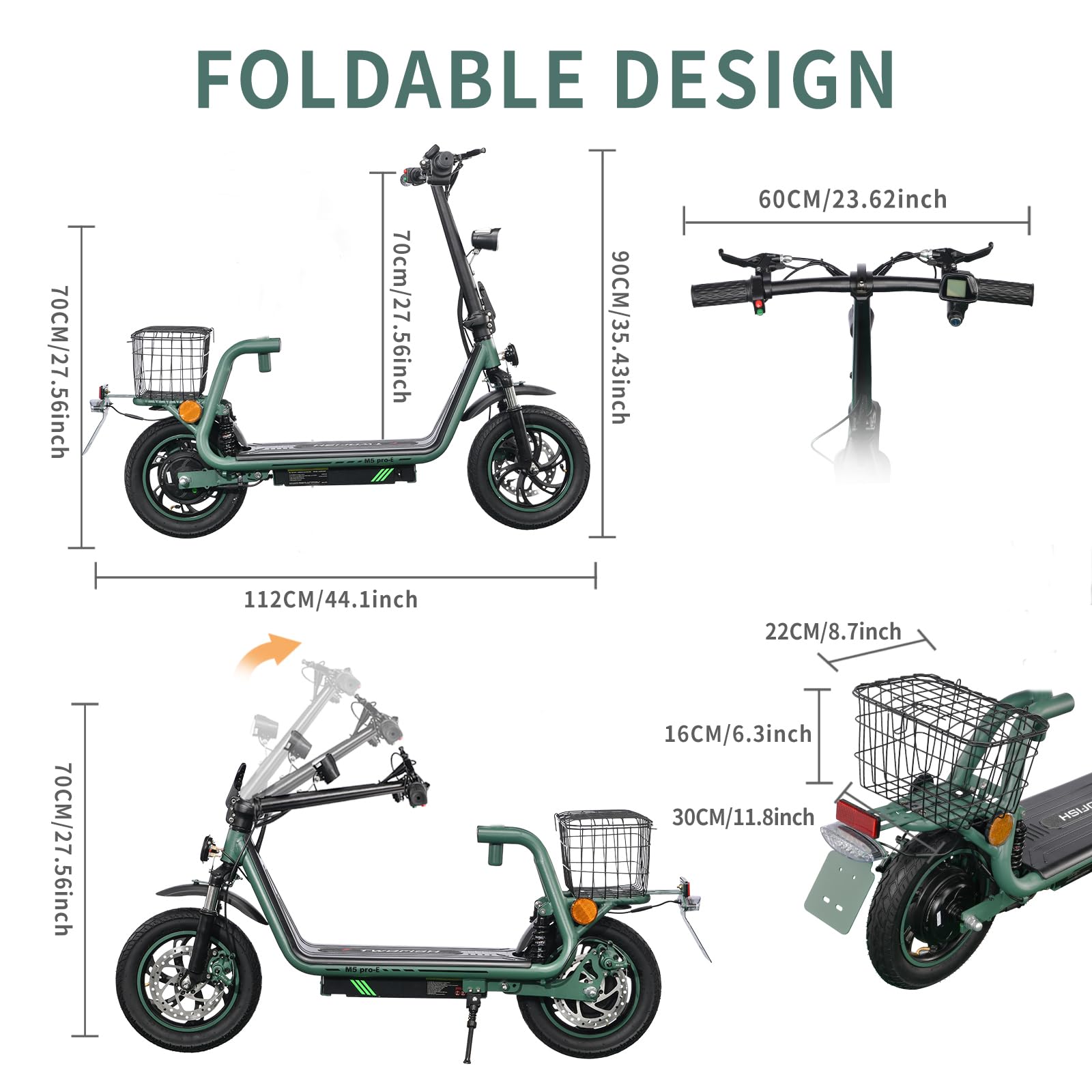 TWOFISH Monopattino Elettrico per Adulti, Scooter Elettrico da 12 Pollici Dotato di Motore da 500 W, Batteria da 48 V 13 Ah, Velocità Massima di 25 km/h, Capacità di Carico di 120 kg