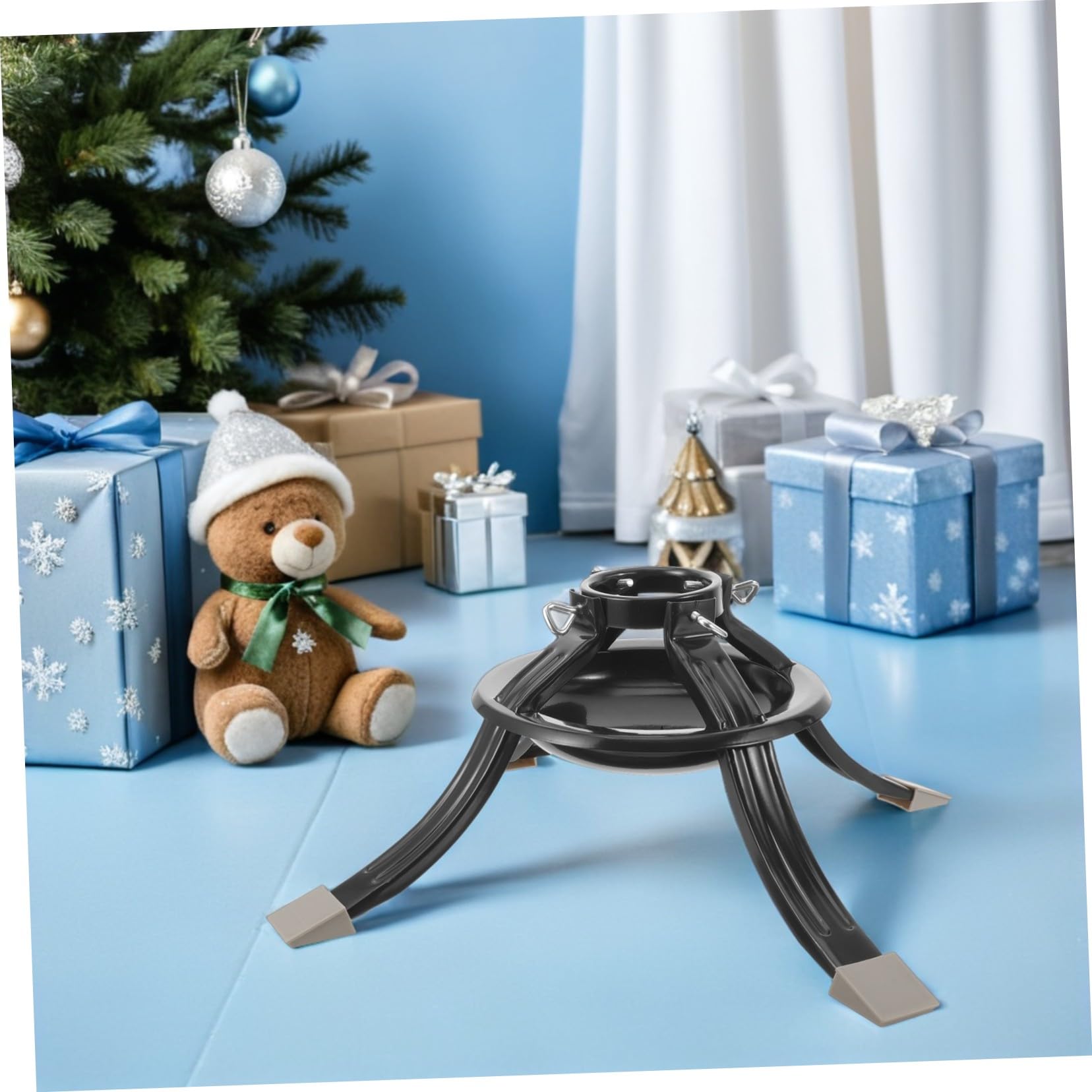 Base de Soporte para Árbol de Navidad de Hierro Forjado Soporte Redondo Ajustable Accesorio para Árbol Real para Exhibiciones Navideñas