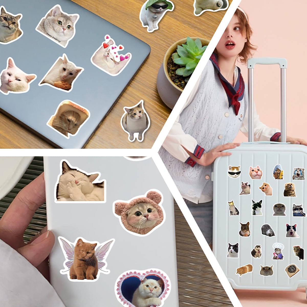 Cute Cat Decals 100-Piece Cute Cat Stickers Pack - Vinyl Decals For ...
