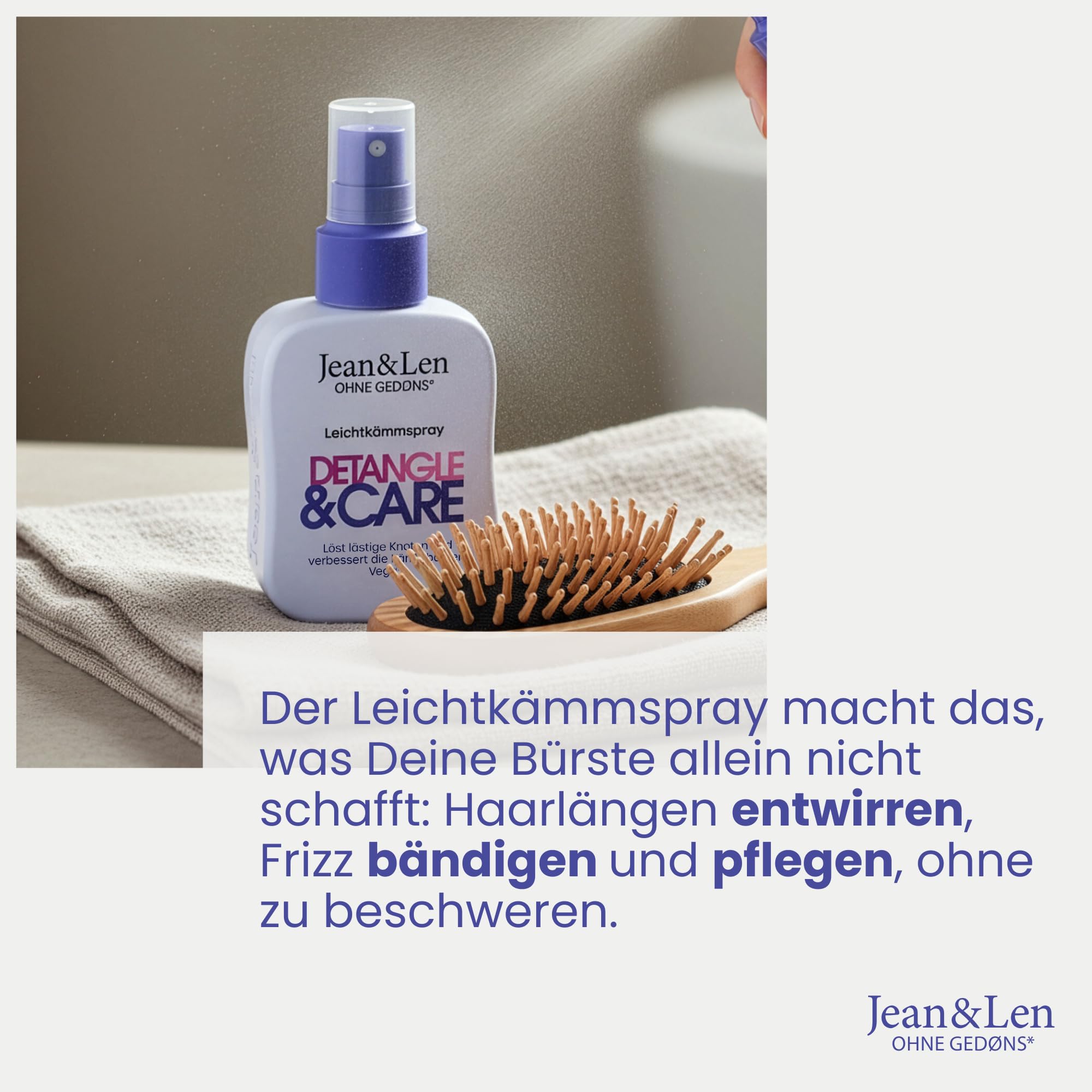 Jean & Len Leichtkämmspray Detangle & Care, für jeden Haartyp geeignet, entwirrt das Haar & verbessert die Kämmbarkeit, fruchtiger Duft, Detangling, ohne Silikone & Parabene, vegan, 100 ml - 5