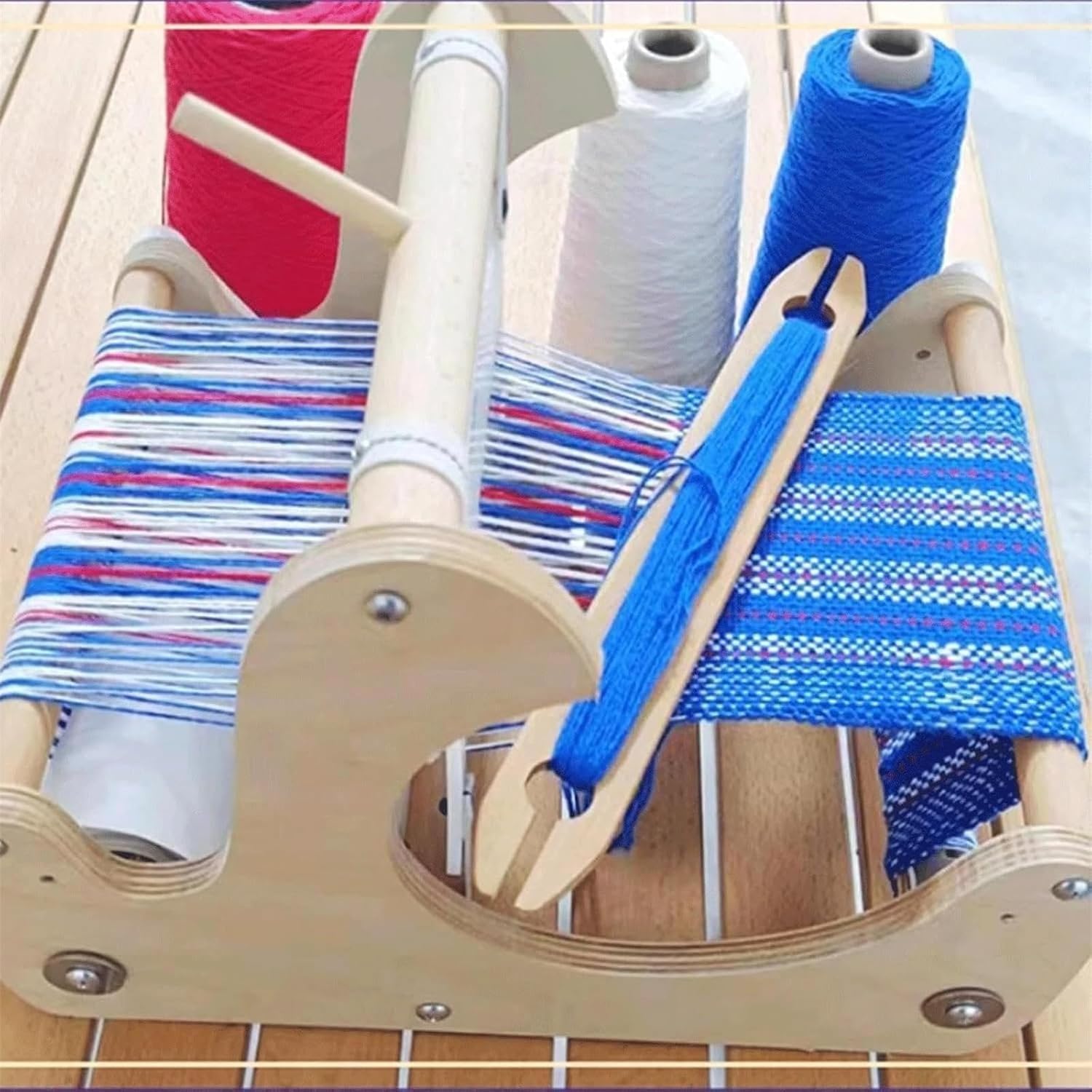 HEAXIY Wooden Weaving Loom Kit, DIY Hand-Knitting Weaving Machine, Weaving Width 20cm, Adjustable Density, Weaving Frame Loom for Kids Adults Beginners