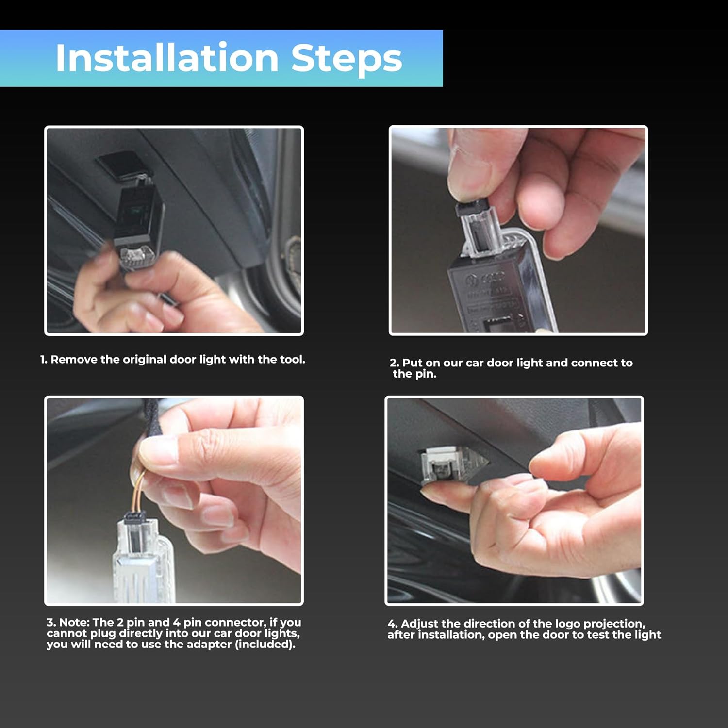 4PC Car Door Light Projector, Customized Logo Door LED Lights Compatible with 1/2/3/4/5/6/7/X/Z/M/GT Series M Car Accessories