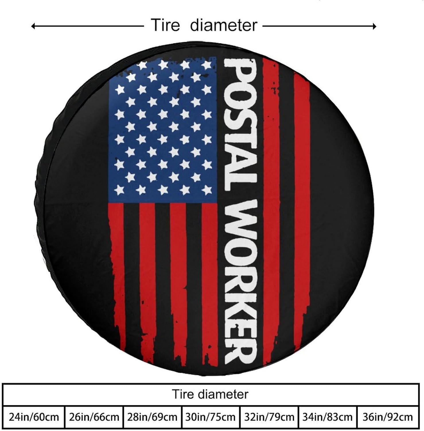 U.S. Postal Worker Flag Funny Spare Tire Cover Wheel Protectors Case Waterproof for Travel Camping Truck RV SUV