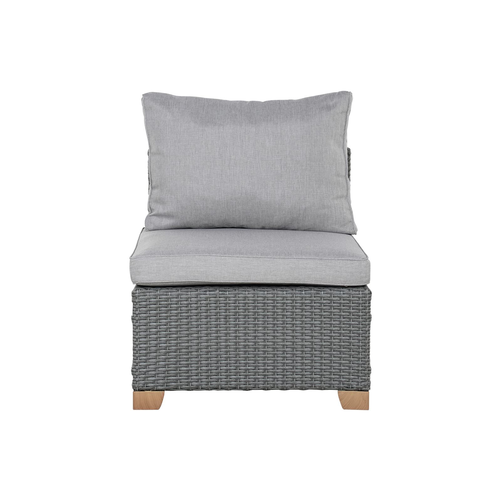 Grand patio Outdoor Conversation Set with Wicker Armless Seat,Wicker Patio Furniture Set,Modular Sectional Sofa Set with Thick Cushions for Backyard Garden Poolside(Armless Single Seat, Light Gray)