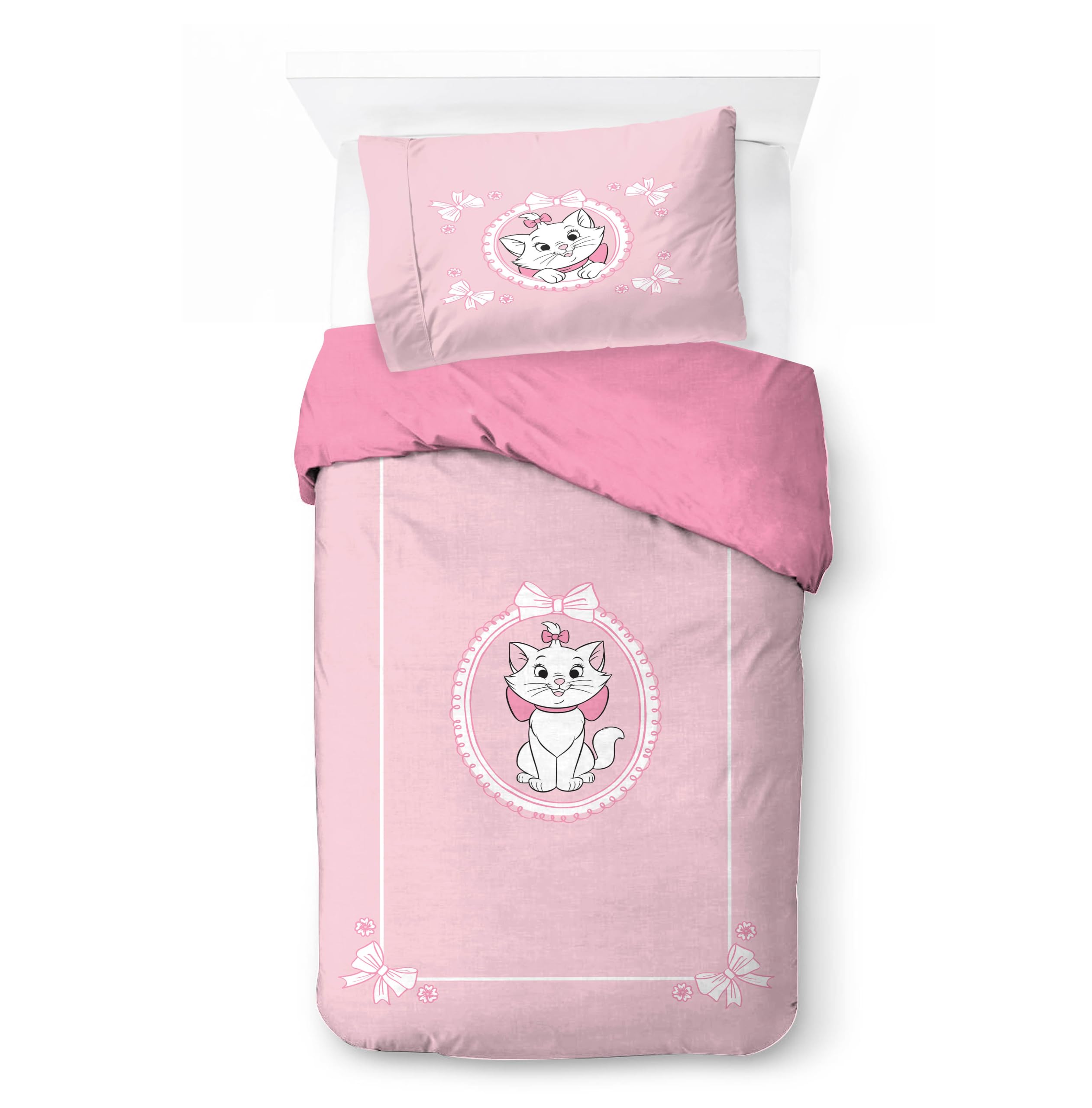 Jay Franco Children's Disney Aristocats Single Duvet Cover Set – 100% Cotton Super Soft Bedding with Pillowcase, Official Licensed Product, Pink, 2 Piece Set