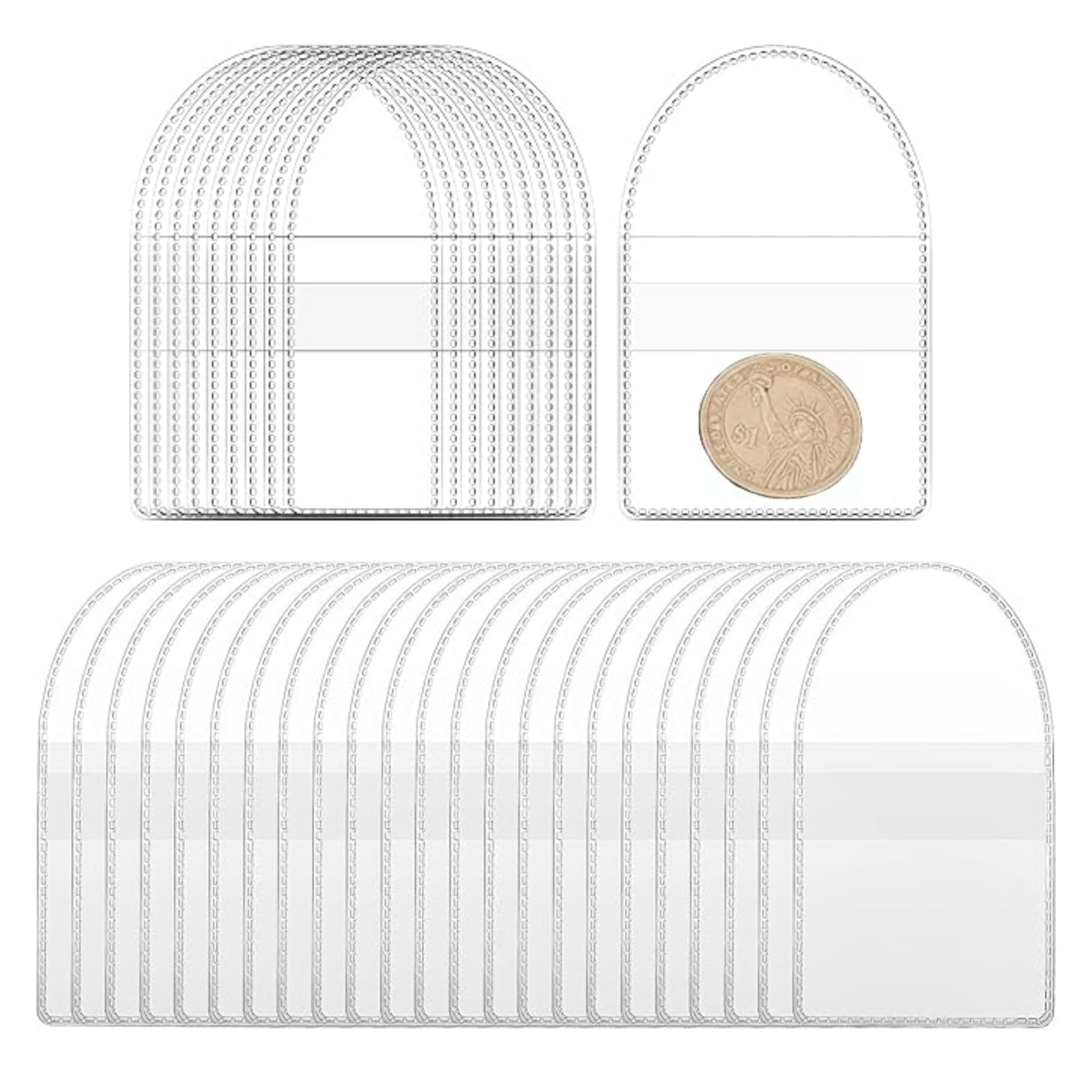 30 Piezas de Cartón para Monedas de Regalo, para Coleccionar y Proteger Monedas (5.2CMx 5.2CM Pulgadas Cuadradas), Bolsas para Monedas de Plástico PVC Transparente